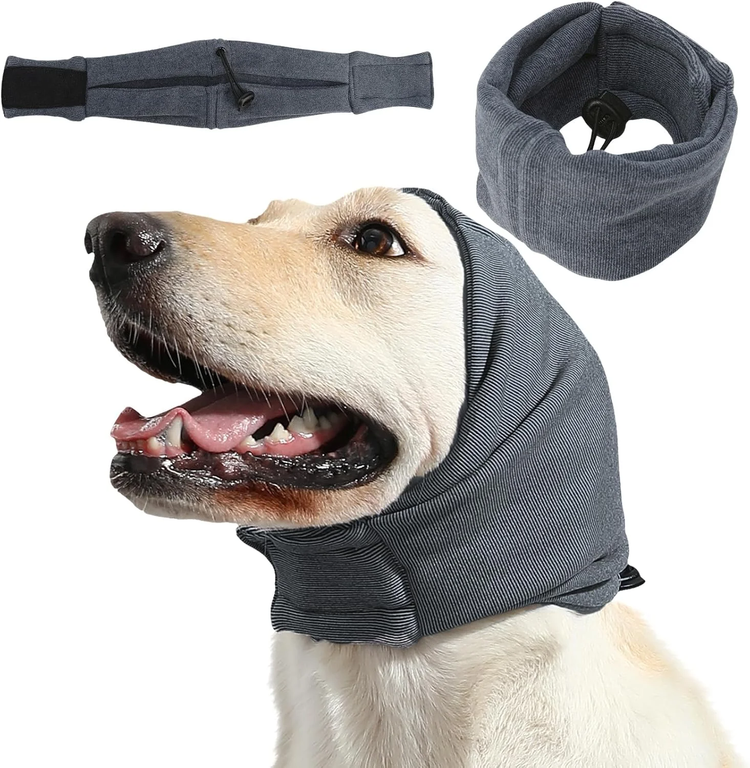 کلاه آرامش بخش سگ، پوشش گوش بدون لرزش/تکان برای سگ ها، محافظ گوش سگ قابل تنظیم برای محافظت در برابر سر و صدا، پوشش سر برای تسکین اضطراب، هماتوم، نظافت و خشک کردن با فشار، سایز M