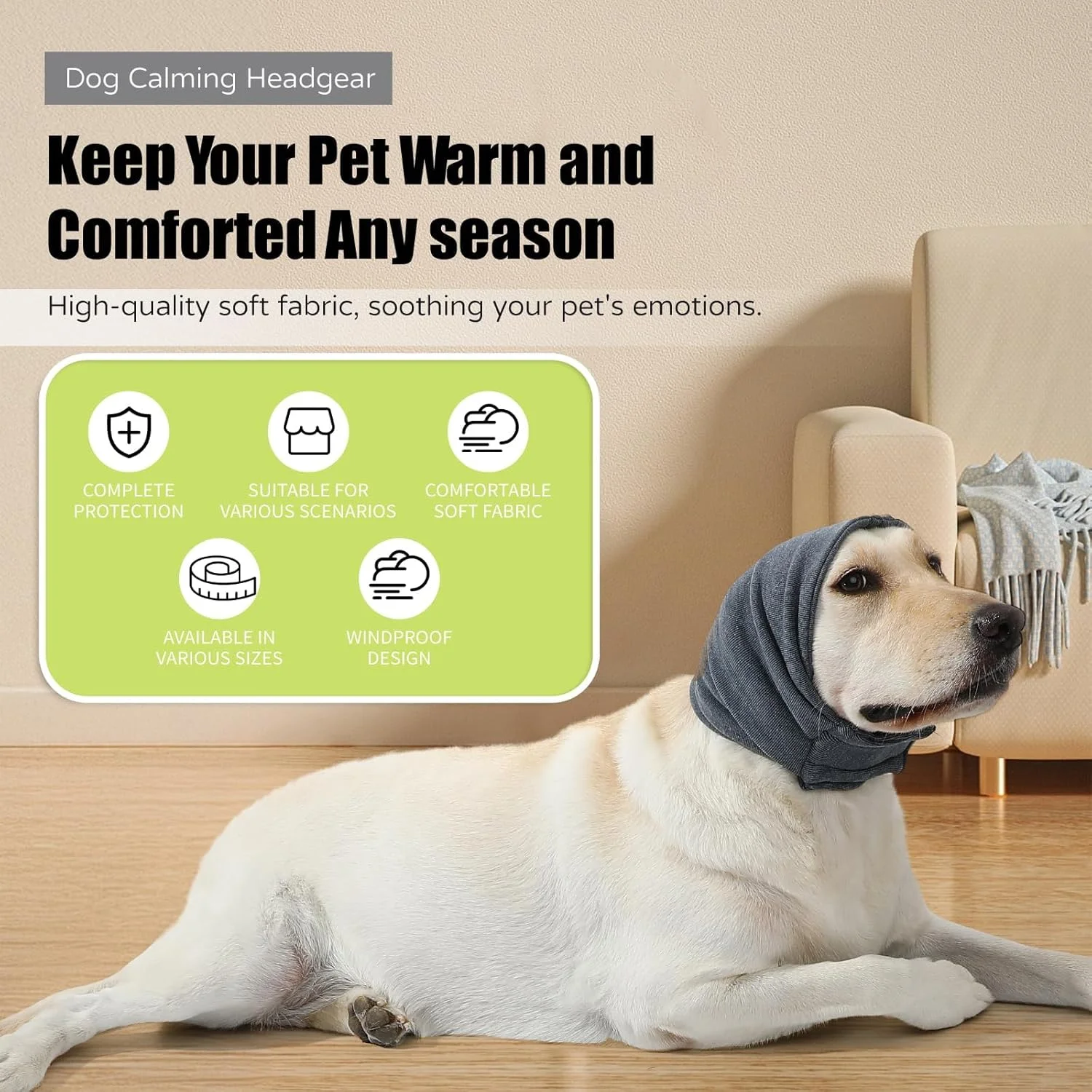 کلاه آرامش بخش سگ، پوشش گوش بدون لرزش/تکان برای سگ ها، محافظ گوش سگ قابل تنظیم برای محافظت در برابر سر و صدا، پوشش سر برای تسکین اضطراب، هماتوم، نظافت و خشک کردن با فشار، سایز M