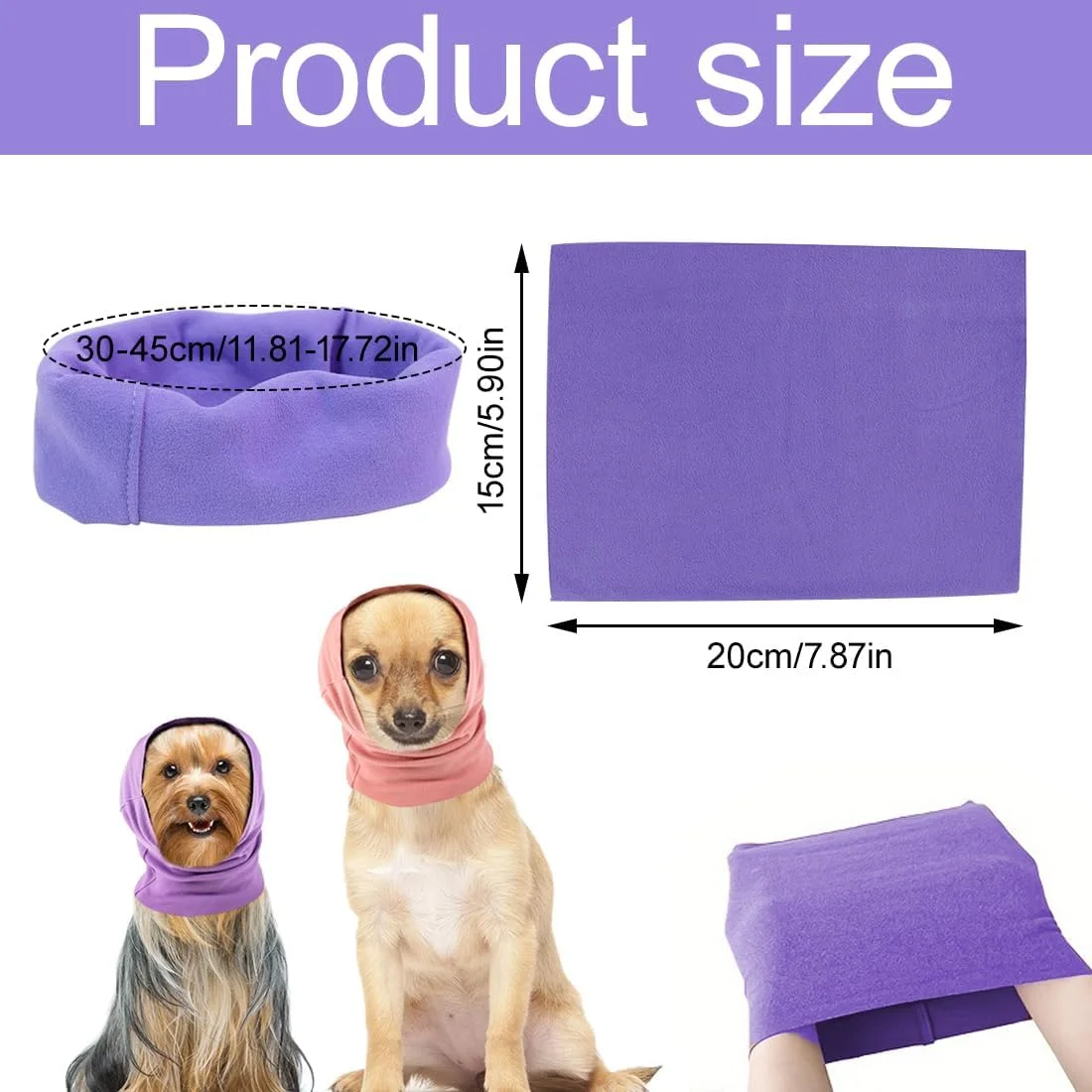 محافظ گوش سگ برای کاهش اضطراب، 2 عدد محافظ گوش سگ، محافظ گوش سگ، اسنود سگ، گرم نگهدارنده گوش سگ، محافظ گوش حیوانات خانگی، چند رنگ، سایز M