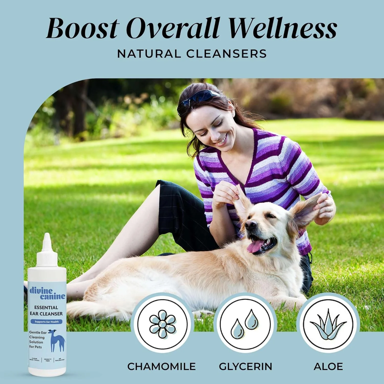 محلول پاک کننده گوش سگ 120 میلی لیتر، شستشوی گوش سگ، قطره گوش برای حل کردن جرم، رفع بو و پشتیبانی
