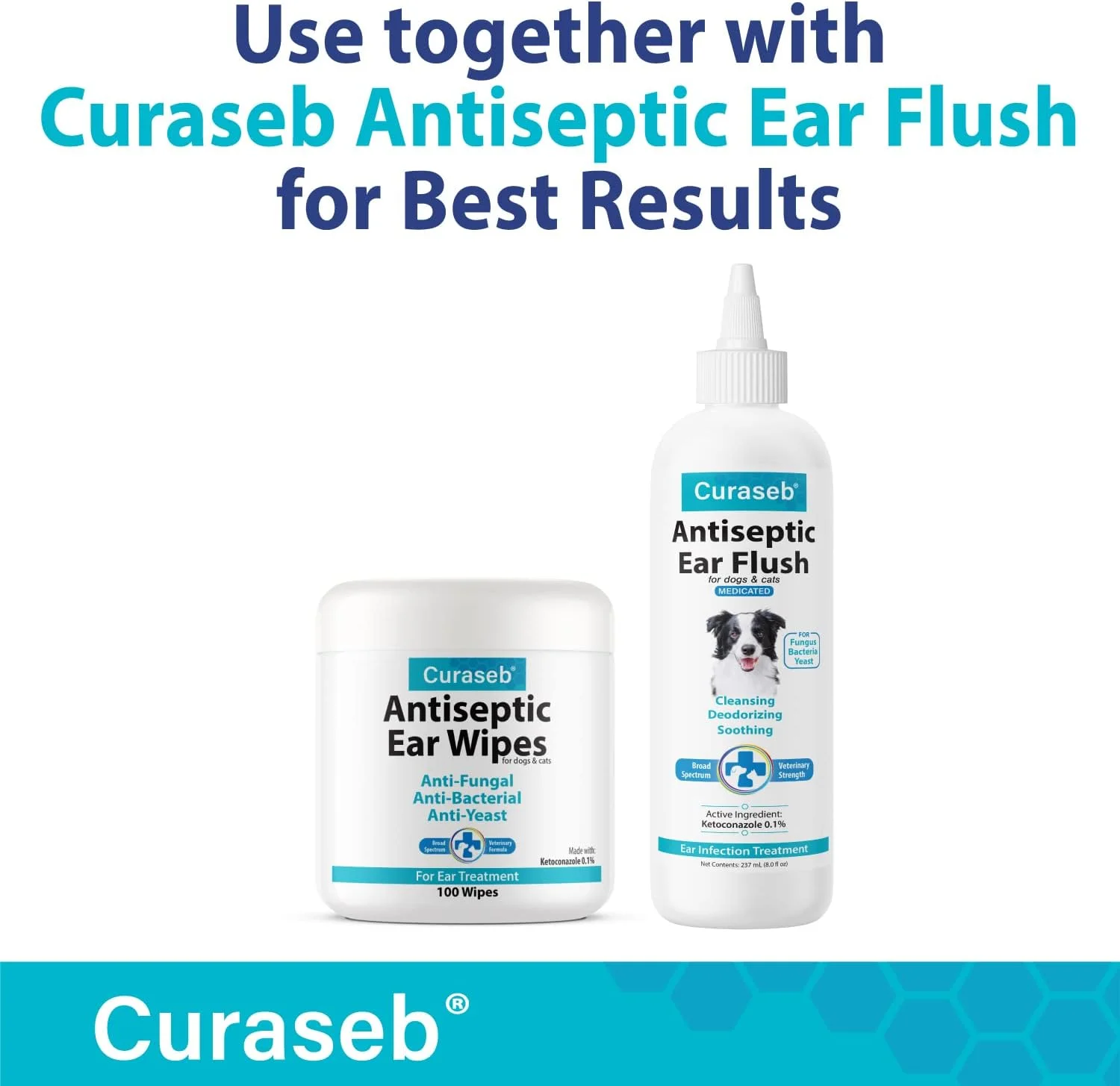 دستمال مرطوب درمان عفونت گوش سگ و گربه Curaseb – تسکین دهنده خارش و التهاب گوش – تمیز کننده جرم و تجمع – 100 عدد