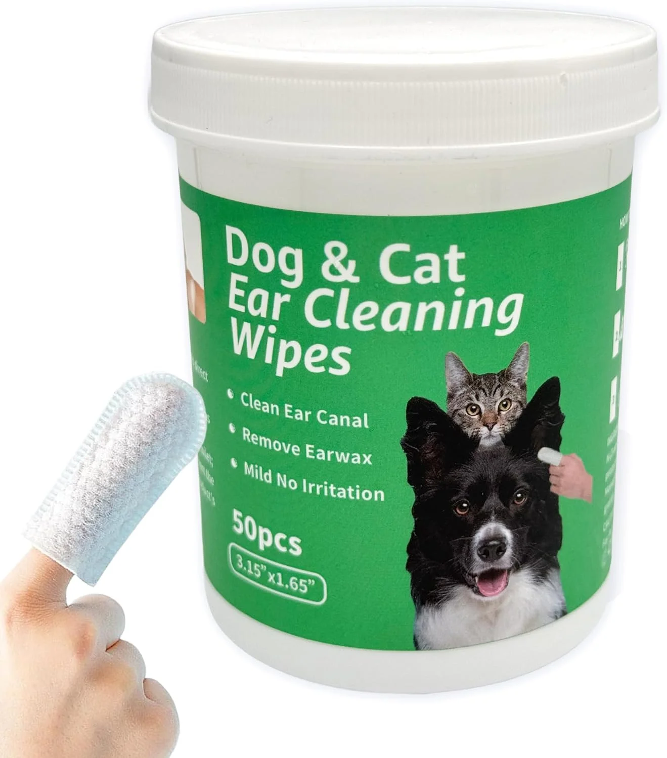 دستمال مرطوب تمیز کننده گوش سگ و گربه CTWPets، رایحه چای سبز، 50 عدد