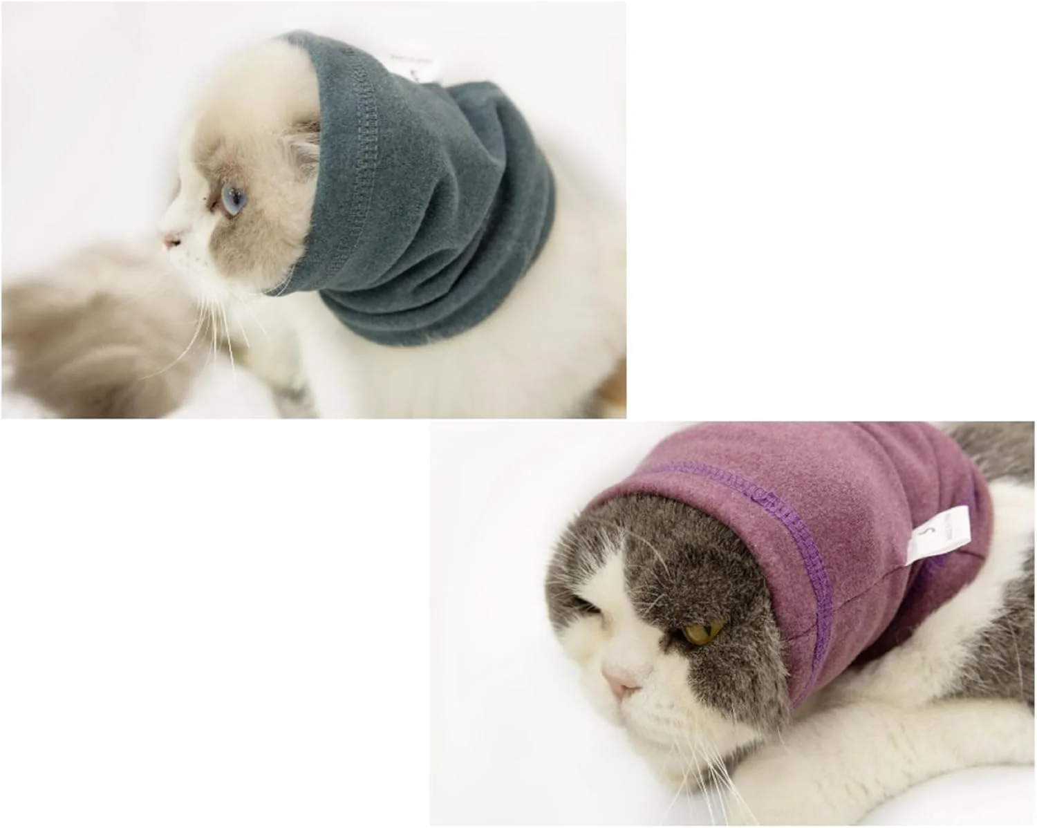 روکش سر گربه، محافظ گوش، آرامش بخش، مناسب برای صدا، رنگ یاسی + آبی فیروزه ای، سایز S