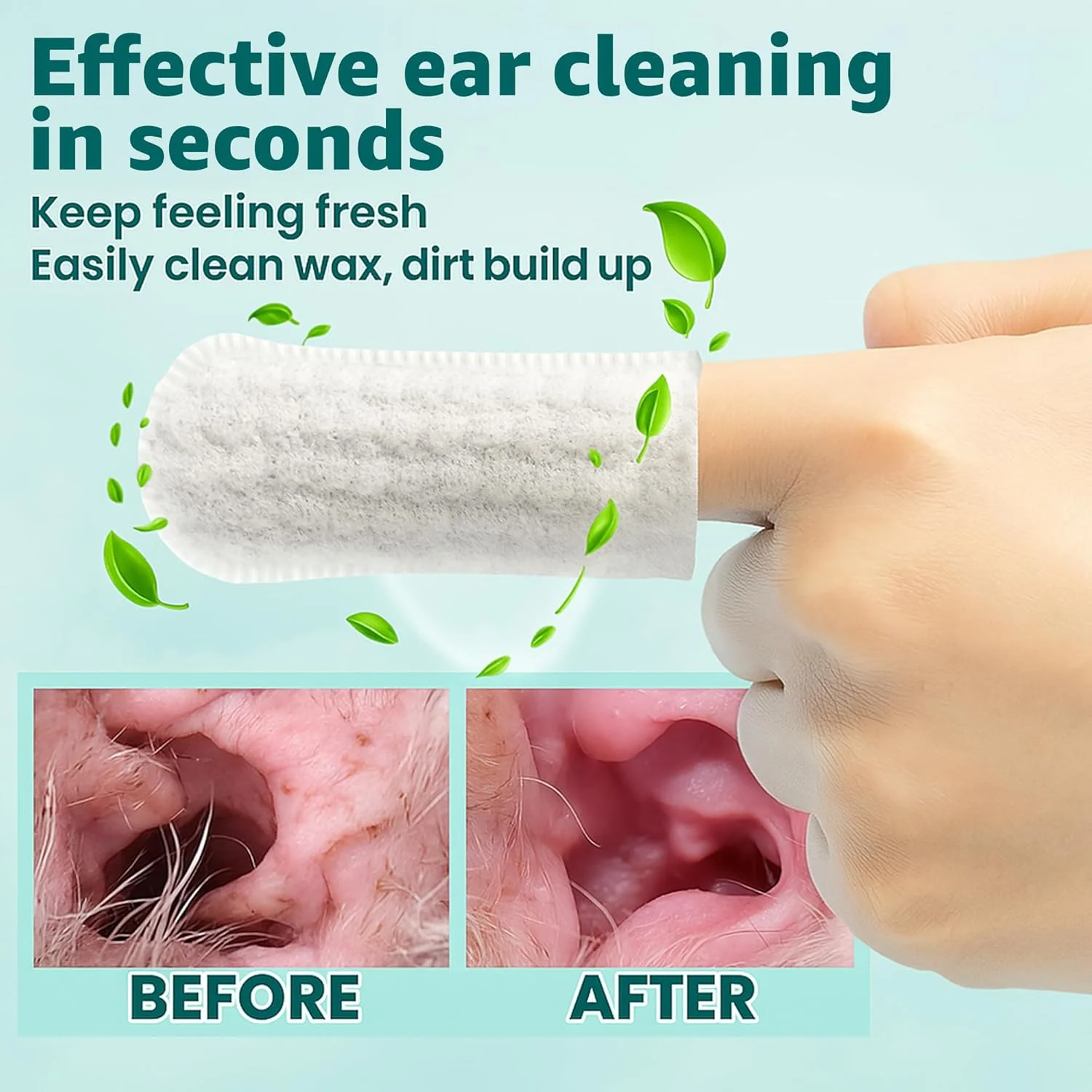 دستمال مرطوب تمیز کننده گوش سگ و گربه CTWPets، رایحه چای سبز، 50 عدد