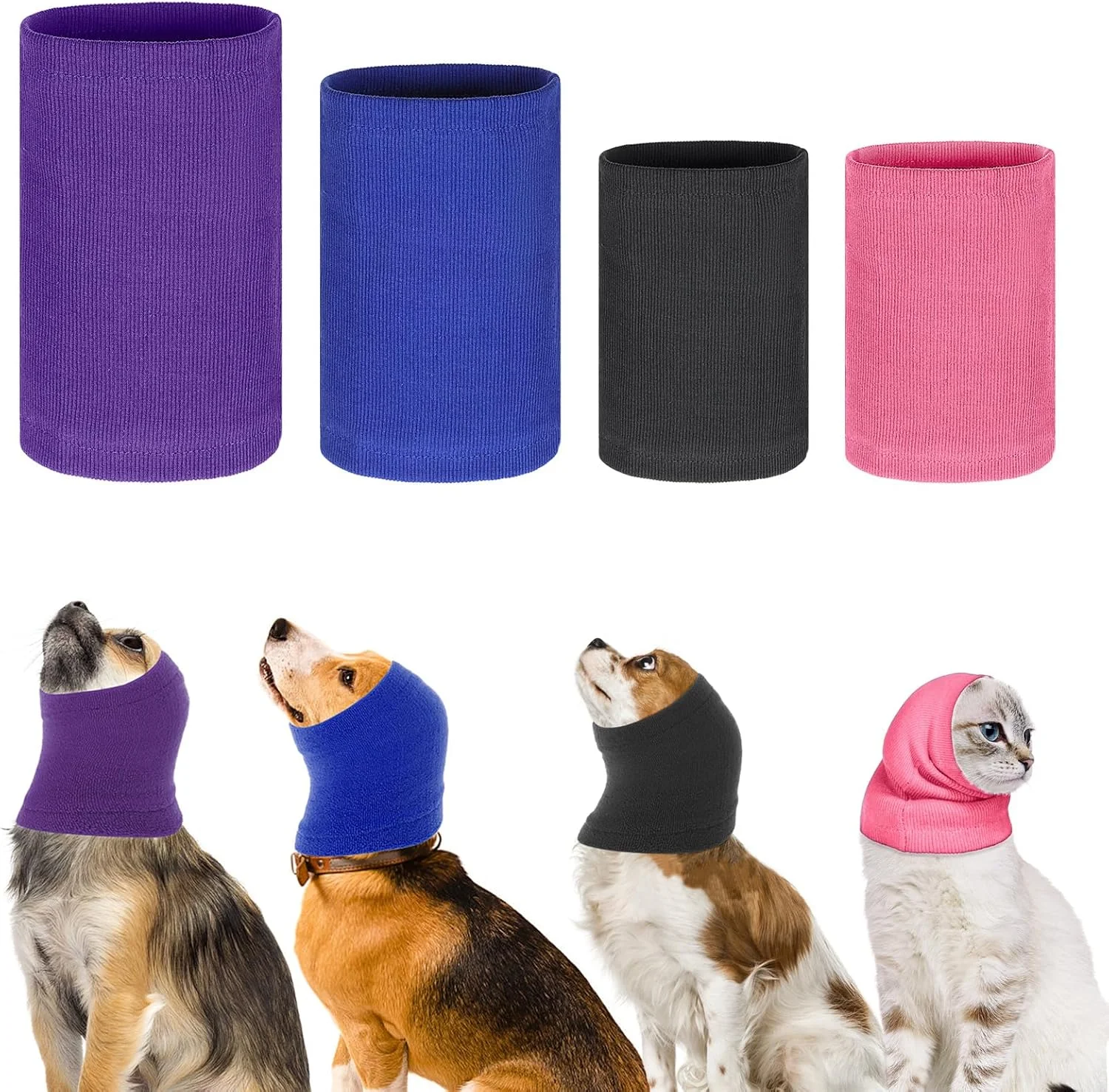 ست ۴ عددی محافظ گوش سگ در ۳ سایز، هودی کشی برای سگ، پوشش گوش سگ، پوشش گوش سگ زیبا برای گرم نگه داشتن گردن، حمام، خشک کردن و محافظت در برابر صدا (کوچک/متوسط/بزرگ)