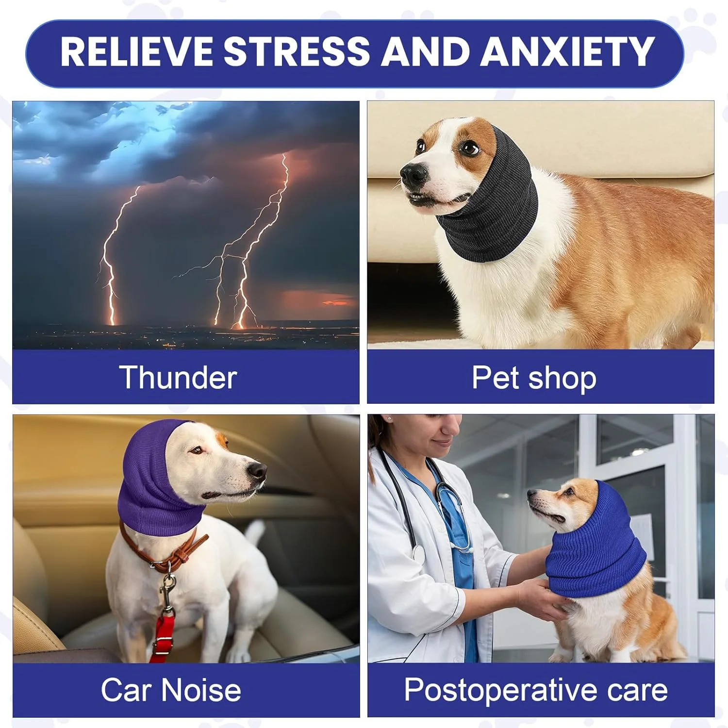 ست ۴ عددی محافظ گوش سگ در ۳ سایز، هودی کشی برای سگ، پوشش گوش سگ، پوشش گوش سگ زیبا برای گرم نگه داشتن گردن، حمام، خشک کردن و محافظت در برابر صدا (کوچک/متوسط/بزرگ)