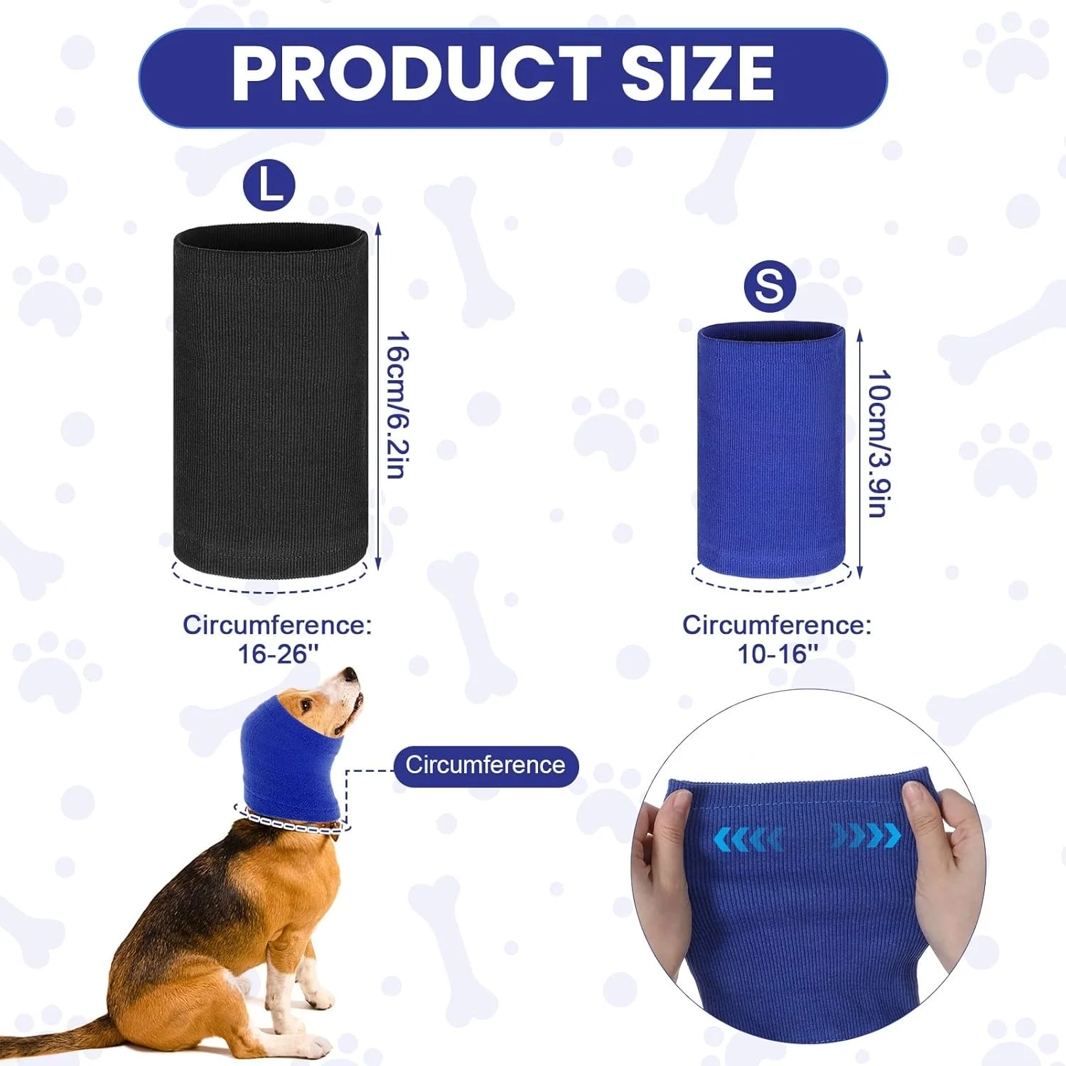 دو عدد گوشی سگ در دو سایز، هودی کشی برای سگ، گوش گیر سگ بدون صدا، روکش گوش سگ زیبا برای گرم نگه داشتن گردن، حمام، نظافت، خشک کردن و محافظت در برابر صدا (کوچک/بزرگ)