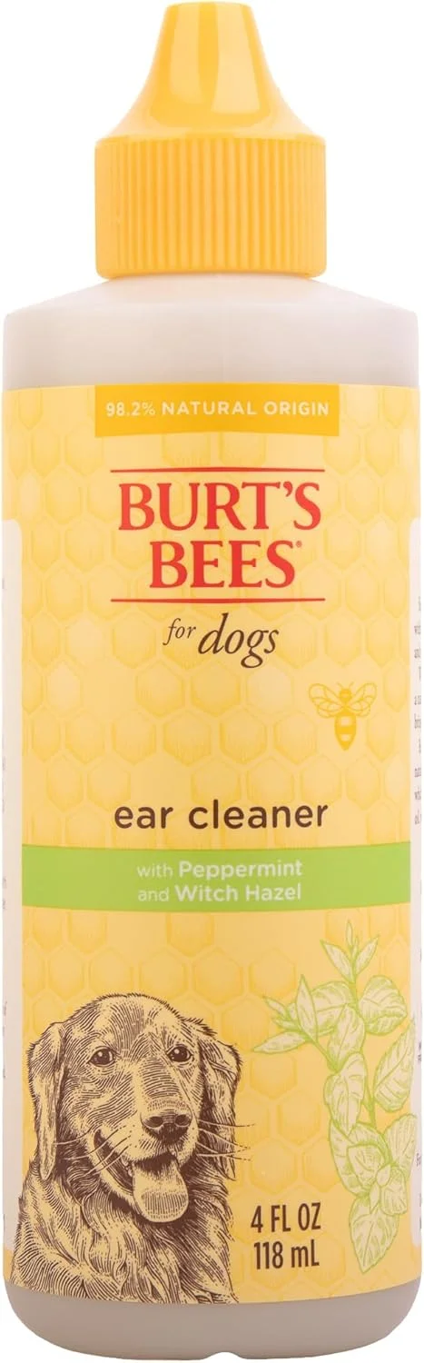 محلول پاک کننده گوش سگ Burt's Bees حاوی نعناع فلفلی و فندق افسونگر، فرمولاسیون 99.7% منشاء طبیعی، پاک کننده گوش سگ، محلول تمیز کننده گوش سگ، 118 میلی لیتر
