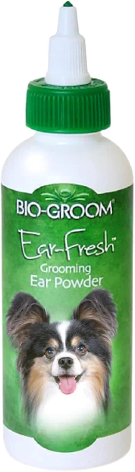 پودر گوش سگ Bio-Groom Ear Fresh، کمک به خشک نگه داشتن گوش و کاهش بو، تسکین دهنده و کاهش خارش و بو، دارای پخش کننده قیفی شکل مناسب، 24 گرم