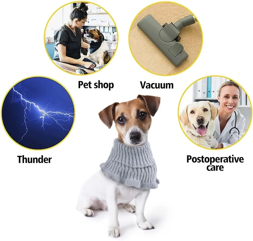 گرم نگهدارنده گوش سگ، محافظ گوش آرامش بخش برای سگ ها، شال گردن سگ، گرم نگهدارنده گردن و گوش سگ، کلاه حیوان خانگی برای مسافرت در فضای باز، 25 × 16 سانتی متر (خاکستری)