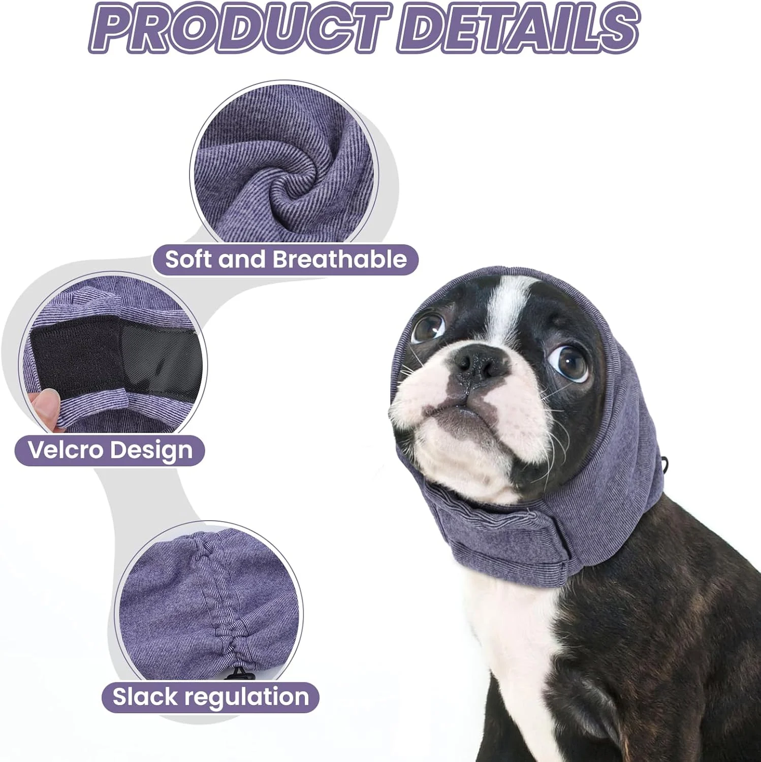 روگوشی سگ BRKURLEG برای کاهش اضطراب، محافظ گوش سگ برای محافظت در برابر سر و صدا، آستین پوشش سر هودی آرام‌بخش سگ، گوش‌های آرام برای سگ، حمام کردن و گرم نگه داشتن در زمستان