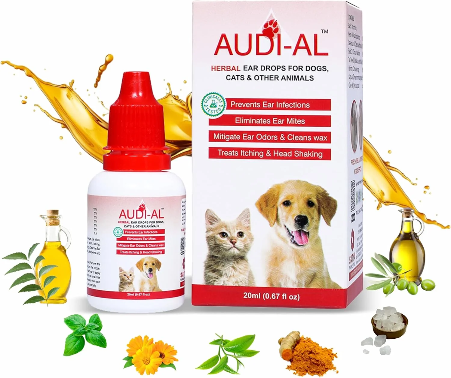 قطره گوش گیاهی AUDIAL برای حیوانات خانگی | پاک کننده ملایم و 100% گیاهی گوش برای عفونت گوش، بوی بد و تکان دادن سر در سگ ها و گربه ها | بدون عوارض جانبی | بسته 1 عددی (20 میلی لیتر) قطره گوش گیاهی AUDIAL برای حیوانات خانگی | پاک کننده ملایم و 100% گیاهی گوش برای عفونت گوش، بوی بد و تکان دادن سر در سگ ها و گربه ها | بدون عوارض جانبی | بسته 1 عددی (20 میلی لیتر)