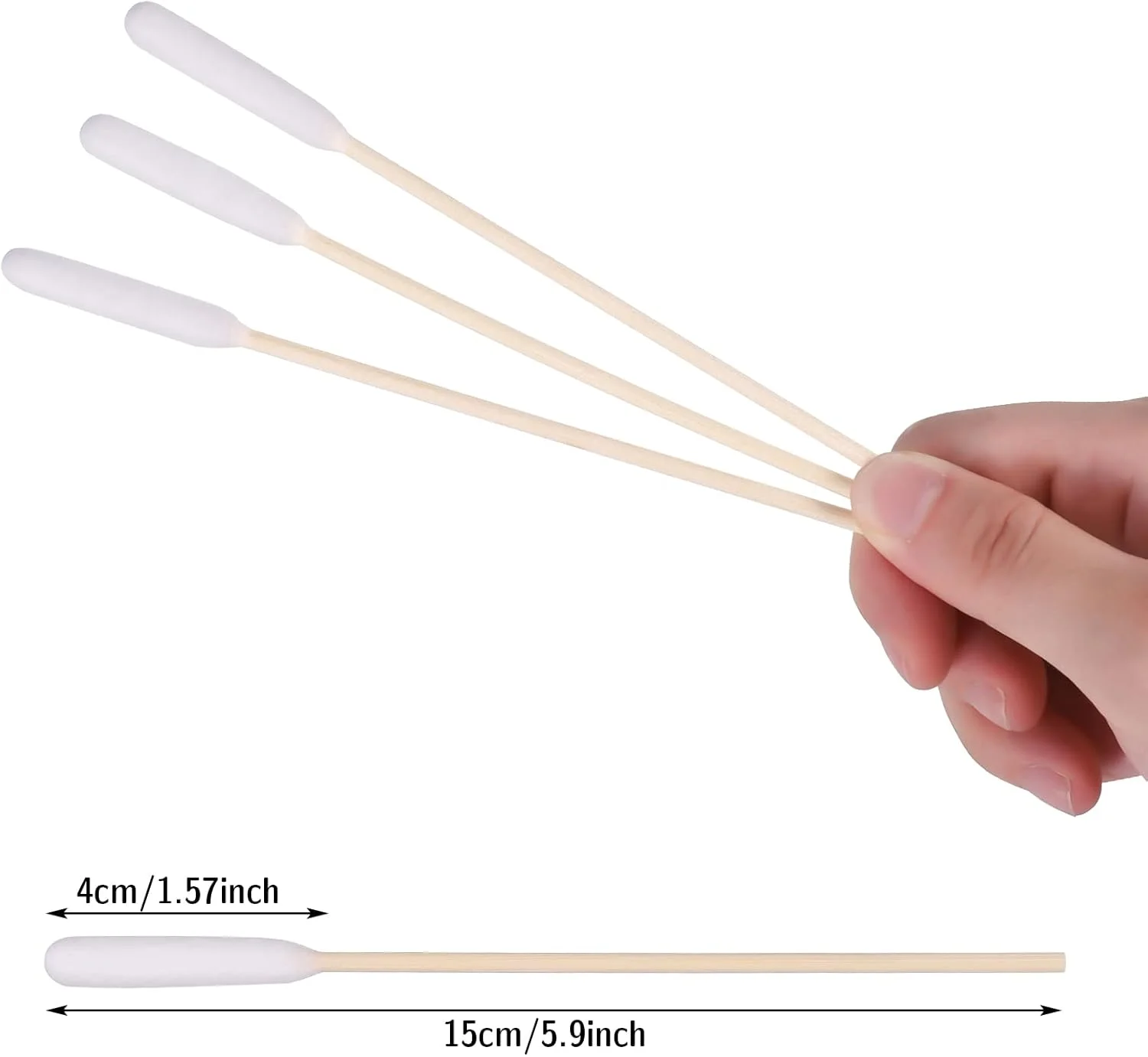بسته ۱۰۰ عددی چوب تمیز کننده گوش سگ، چوبی، مناسب حیوانات خانگی، چوب پنبه ای، ۱۵ سانتی متر