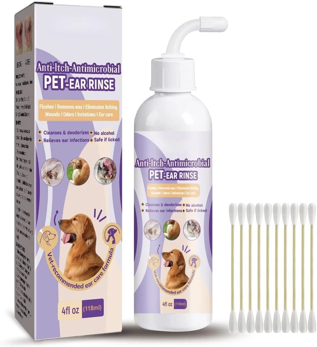 محلول پاک کننده گوش سگ و گربه آزونی - درمان گوش سگ، پاک کننده گوش گربه، محلول تمیز کننده گوش حیوانات خانگی، بوها را درمان و کنترل می کند، گوش ها را سالم نگه می دارد، همراه با 10 سواب، 4 اونس مایع محلول پاک کننده گوش سگ و گربه آزونی - درمان گوش سگ، پاک کننده گوش گربه، محلول تمیز کننده گوش حیوانات خانگی، بوها را درمان و کنترل می کند، گوش ها را سالم نگه می دارد، همراه با 10 سواب، 4 اونس مایع