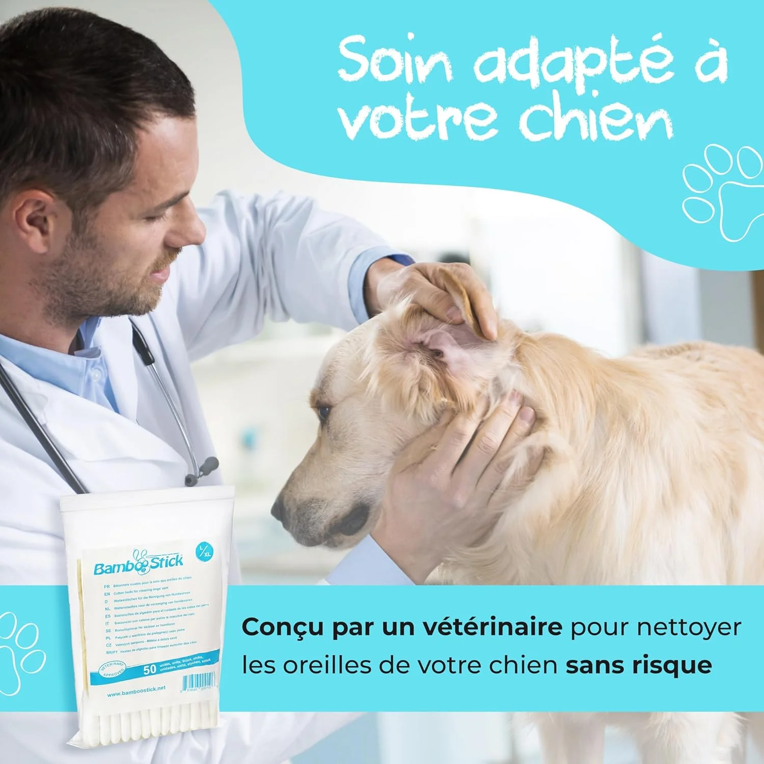 پاک کننده گوش حیوانات، بسته 50 عددی پاک کننده گوش حیوانات، بسته 50 عددی