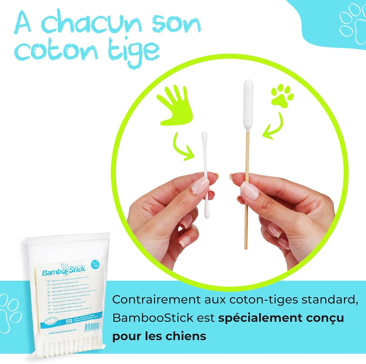 پاک کننده گوش حیوانات، بسته 50 عددی پاک کننده گوش حیوانات، بسته 50 عددی