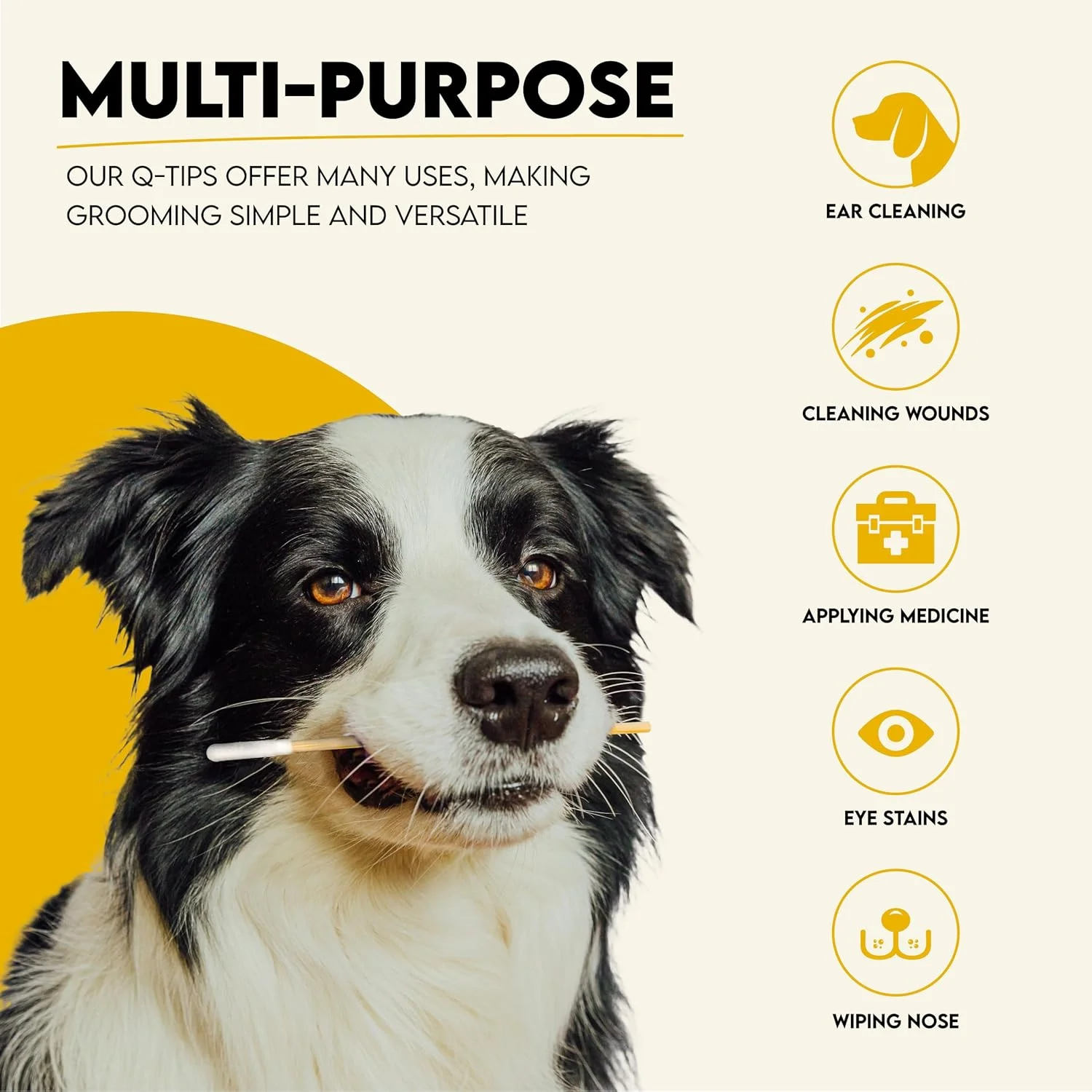 گوش پاک کن پنبه ای 15 سانتی متری برای نظافت سگ - گوش پاک کن های سازگار با محیط زیست برای گربه ها و سگ ها - گوش پاک کن برای تمیز کردن گوش سگ - 100% بامبو و پنبه ارگانیک - 100 عدد