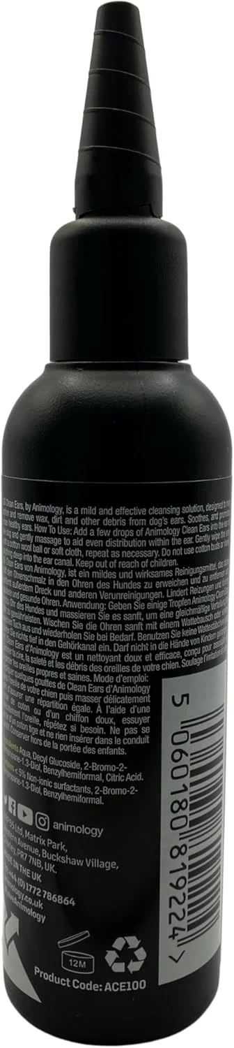 محلول پاک کننده گوش سگ Animology، گیاهی، ملایم، موثر و تسکین دهنده، 100 میلی لیتر