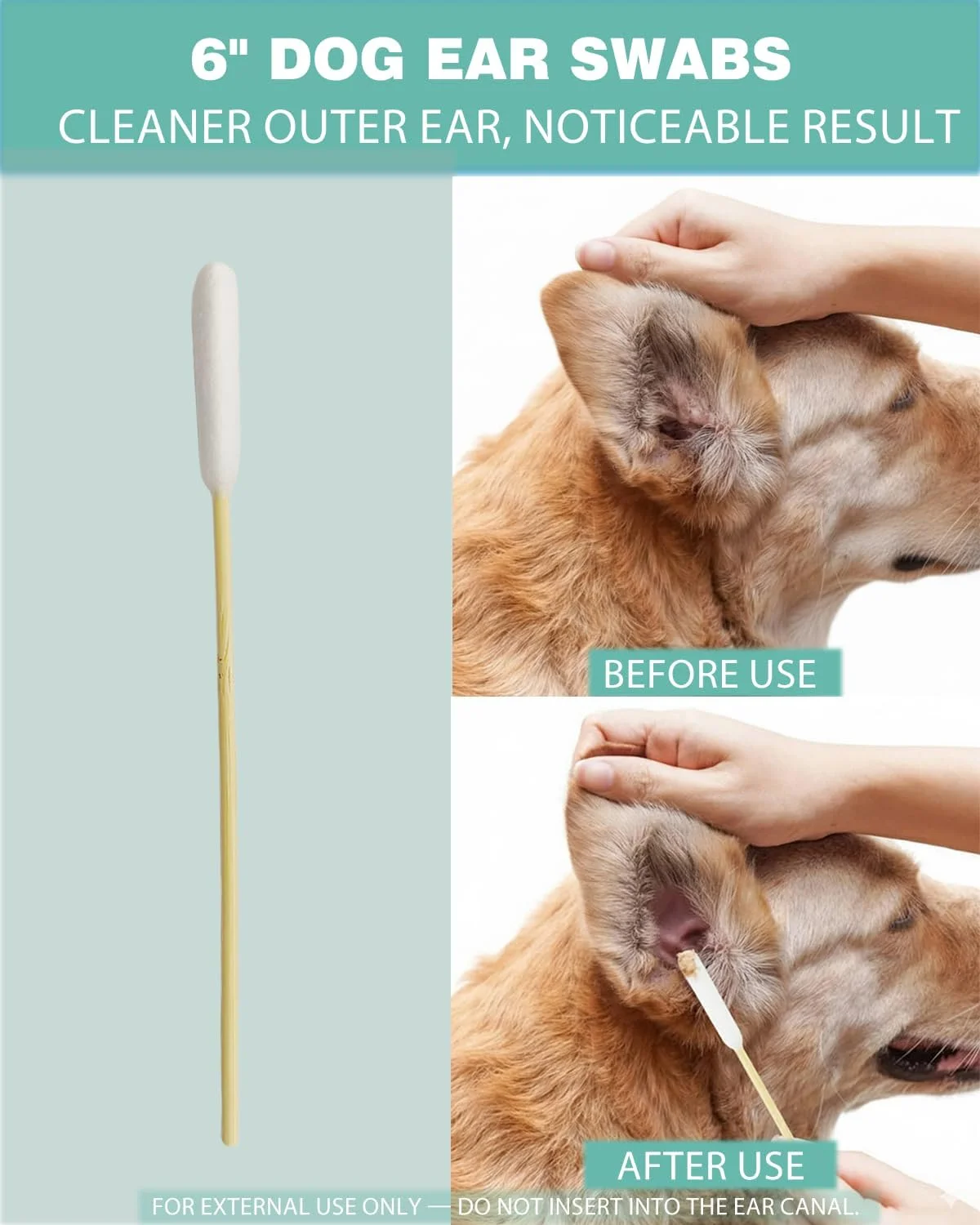 گوش پاک کن سگ، 200 عدد – گوش پاک کن بامبو پنبه ای 15 سانتی متری با نوک های بزرگ و بدون پرز و جاذب برای تمیز کردن گوش حیوانات خانگی و از بین بردن جرم، مناسب برای استفاده با محلول های تمیز کننده گوش، جعبه نگهداری شفاف