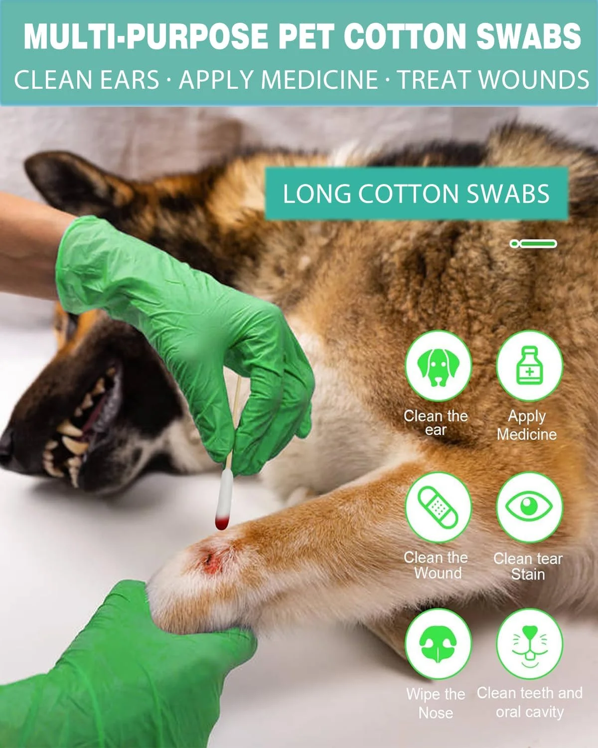 گوش پاک کن سگ، 200 عدد – گوش پاک کن بامبو پنبه ای 15 سانتی متری با نوک های بزرگ و بدون پرز و جاذب برای تمیز کردن گوش حیوانات خانگی و از بین بردن جرم، مناسب برای استفاده با محلول های تمیز کننده گوش، جعبه نگهداری شفاف