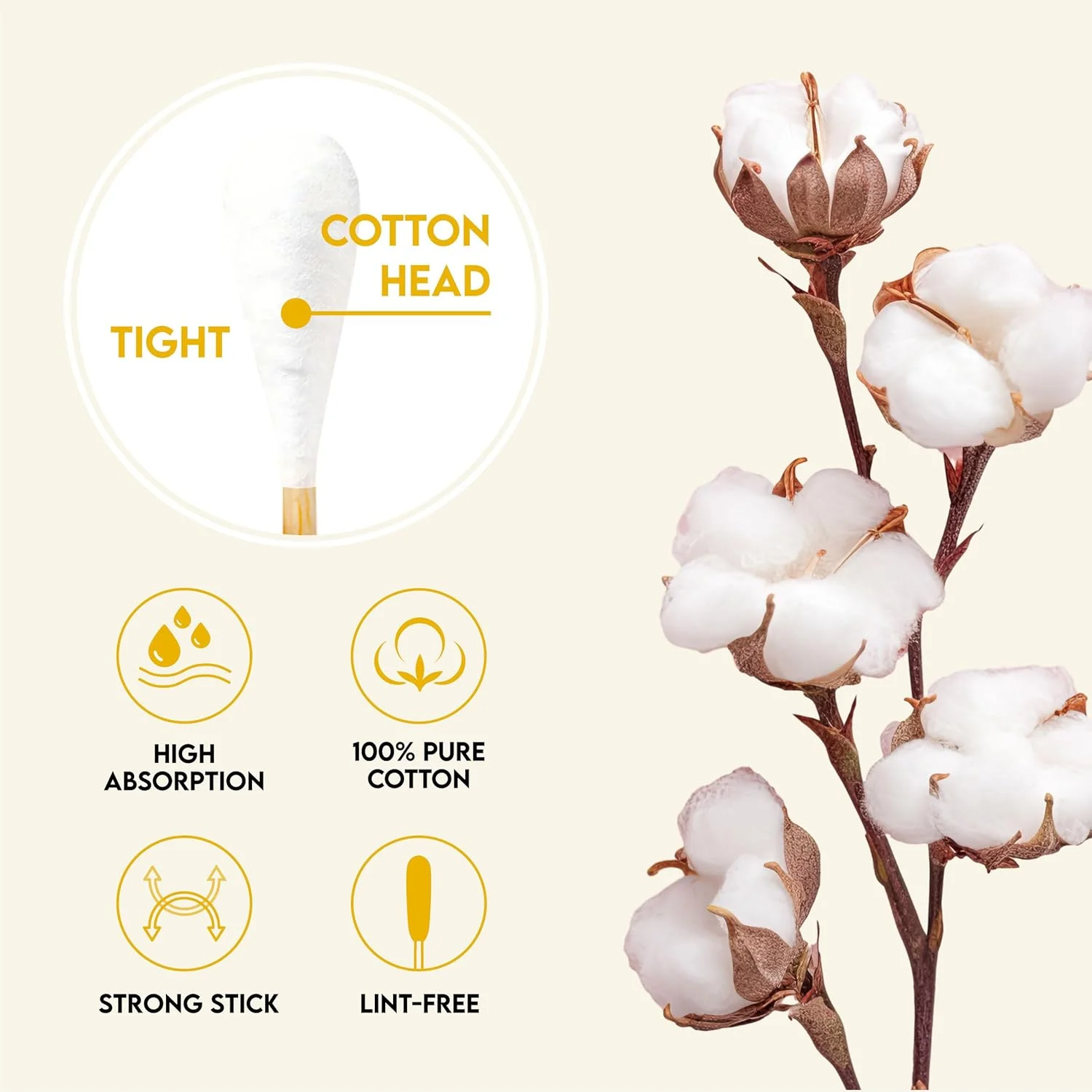 گوش پاک کن 15 سانتی متری برای تمیز کردن گوش سگ، فوق العاده پهن - گوش پاک کن سازگار با محیط زیست برای گربه ها و سگ ها - 100٪ بامبو ارگانیک و پنبه - 100 عدد