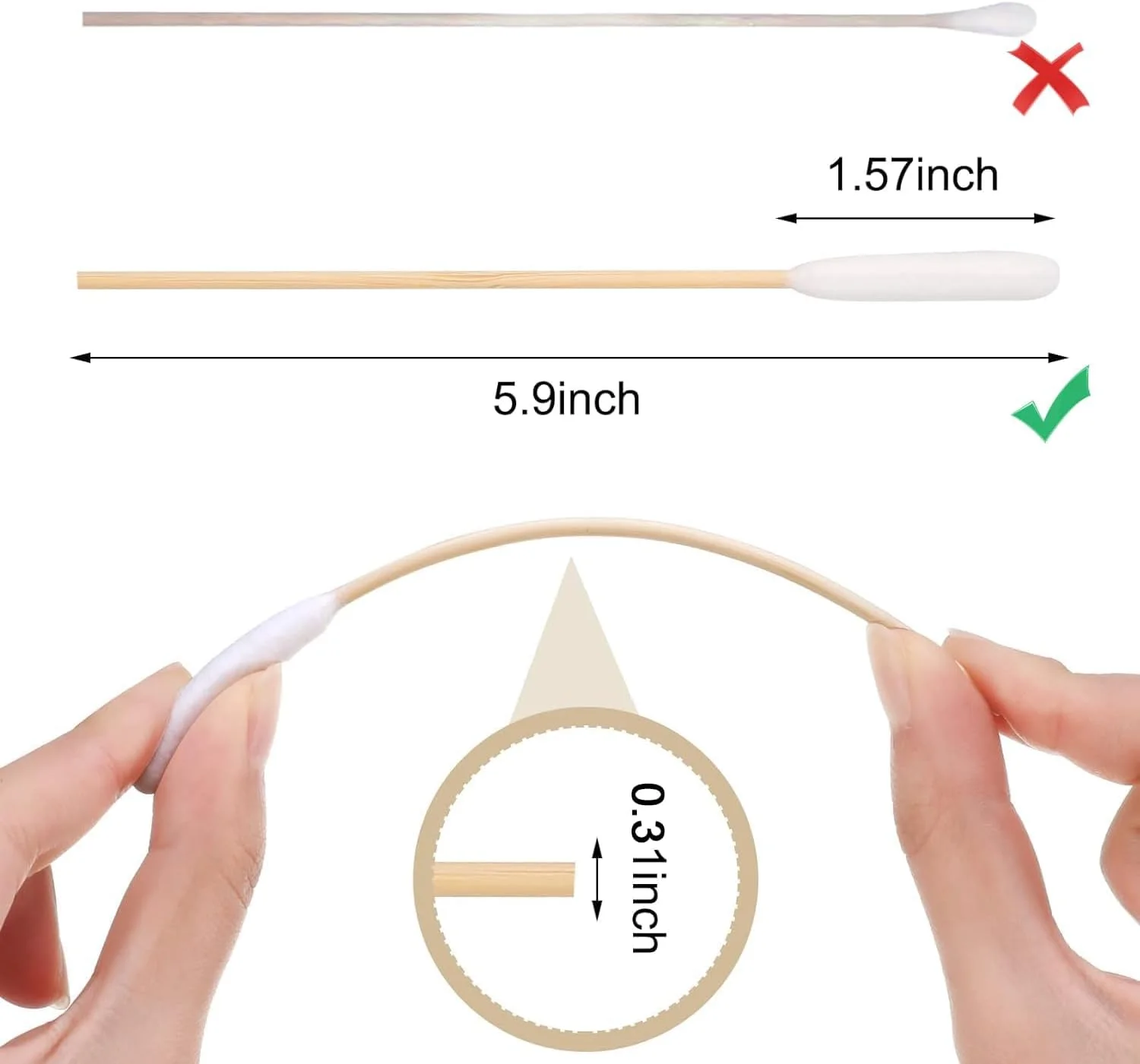 200 عدد گوش پاک کن پنبه ای سگ، گوش پاک کن حیوانات خانگی، 6 اینچی بزرگ، مناسب برای تمیز کردن جرم و خارش گوش سگ و گربه