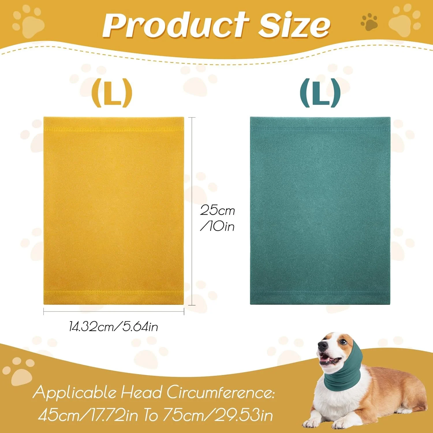 2 عدد هودی آرامش بخش سگ، روگوشی قابل تنظیم، پوشش کشی گوش سگ برای صدا، گوش های آرام برای سگ ها برای رعد و برق، آتش بازی، ویزیت دامپزشکی (آبی، زرد L)