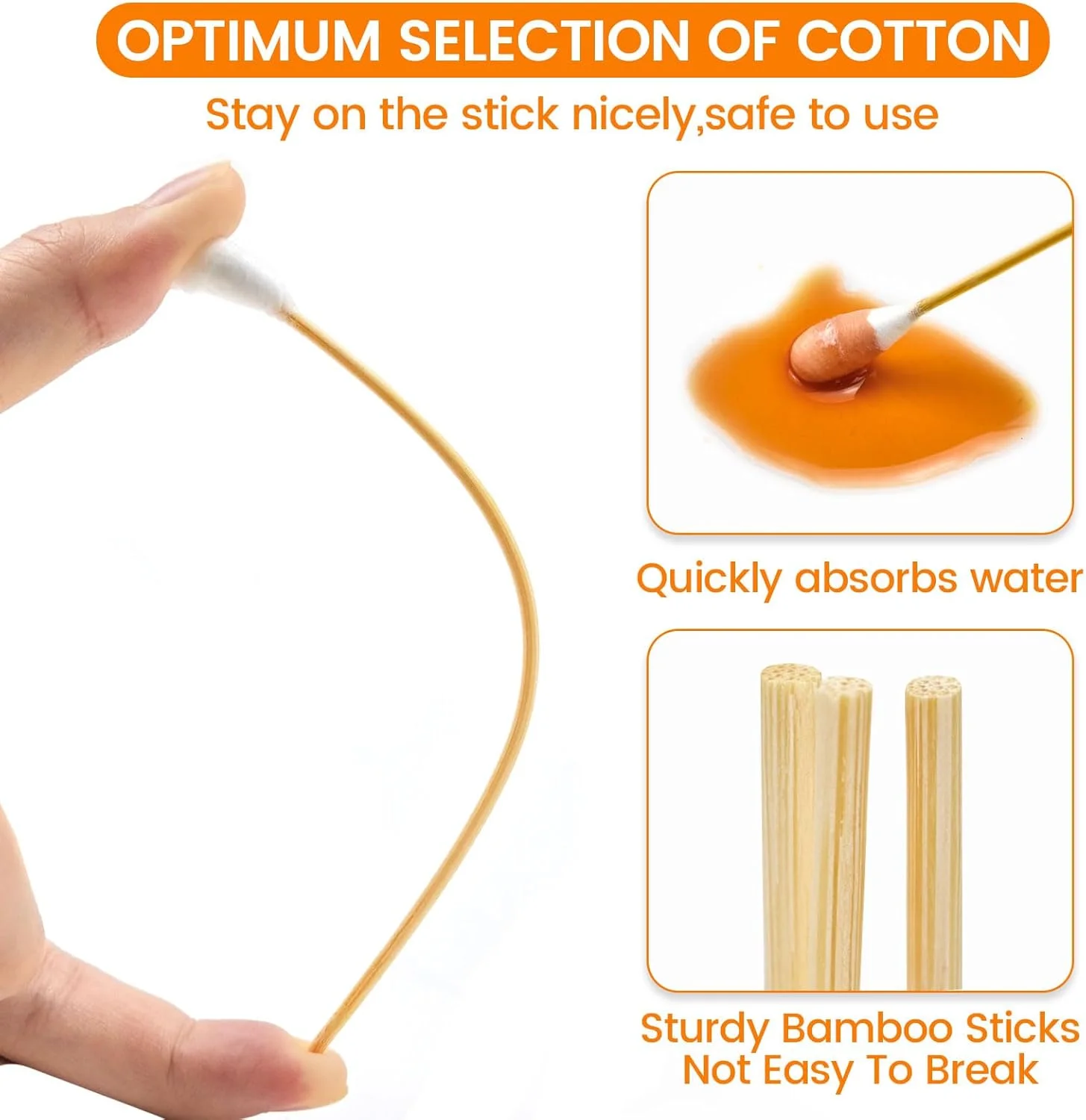 300 عدد پد پنبه ای بزرگ در جعبه نگهداری - پد پنبه ای 15 سانتی متری با دسته بامبو - پد پنبه ای بزرگ نرم و ضخیم، مخصوص مراقبت از حیوانات خانگی 300 عدد پد پنبه ای بزرگ در جعبه نگهداری - پد پنبه ای 15 سانتی متری با دسته بامبو - پد پنبه ای بزرگ نرم و ضخیم، مخصوص مراقبت از حیوانات خانگی