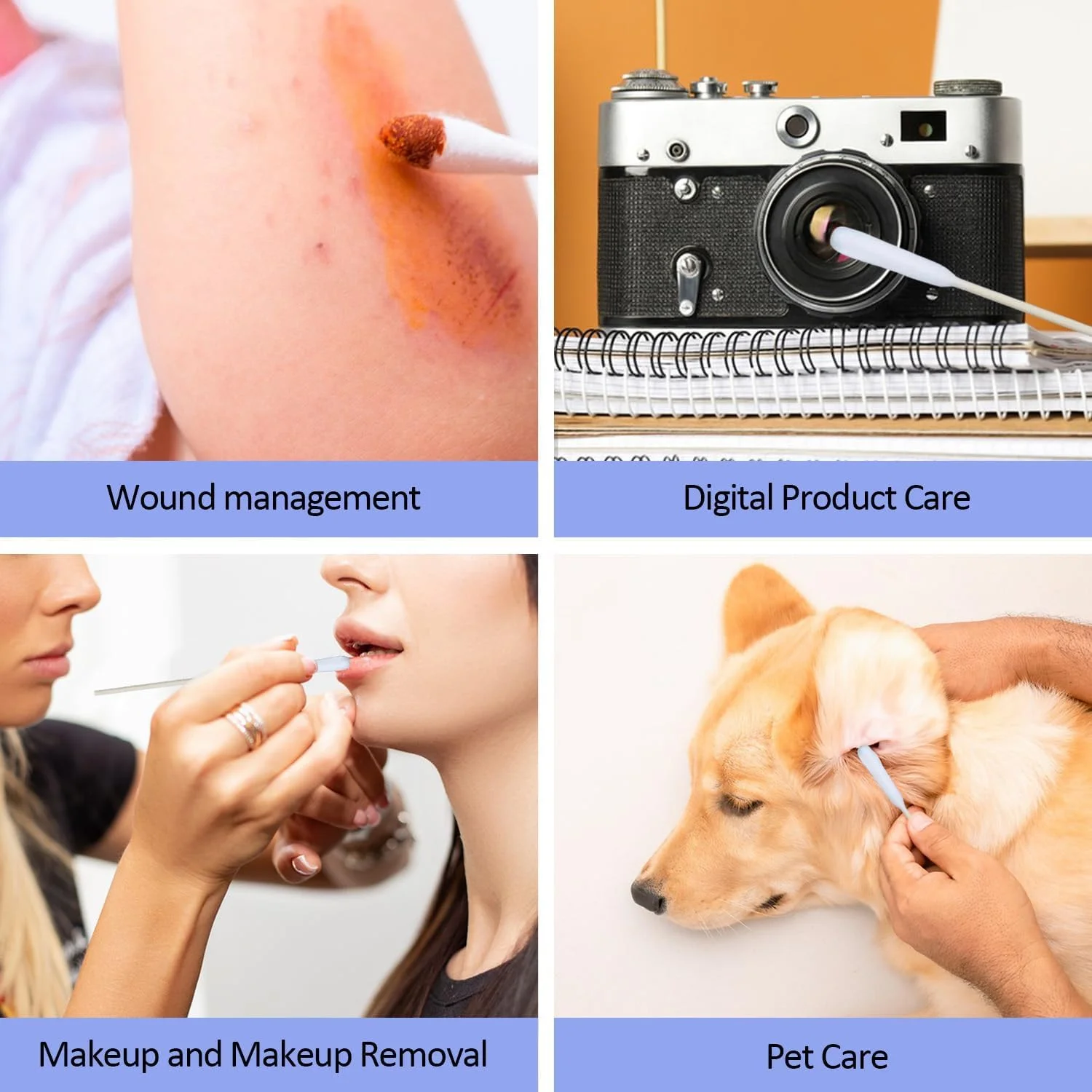 300 عدد گوش پاک کن مخصوص حیوانات خانگی، 12 سانتی متر طول، مناسب برای تمیز کردن گوش سگ و گربه، از بین برنده خارش و جرم گوش