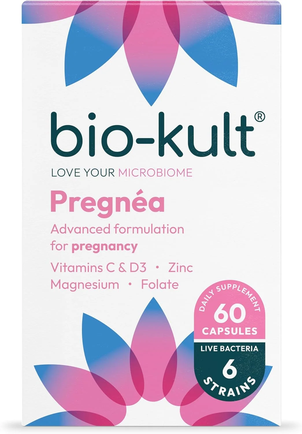 Bio-Kult Pregnéa | ۶ سویه + اسید فولیک، D، C، روی، منیزیم | پشتیبانی پروبیوتیک قبل و بعد از زایمان | ۶۰ کپسول