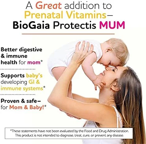 BioGaia Protectis Mum | یک پروبیوتیک دوران بارداری | مفید برای مادر و نوزاد | پشتیبانی از سیستم گوارشی و ایمنی در حال رشد نوزاد | تقویت سیستم ایمنی مادر و ارتقاء سلامت دستگاه گوارش | 30 عدد