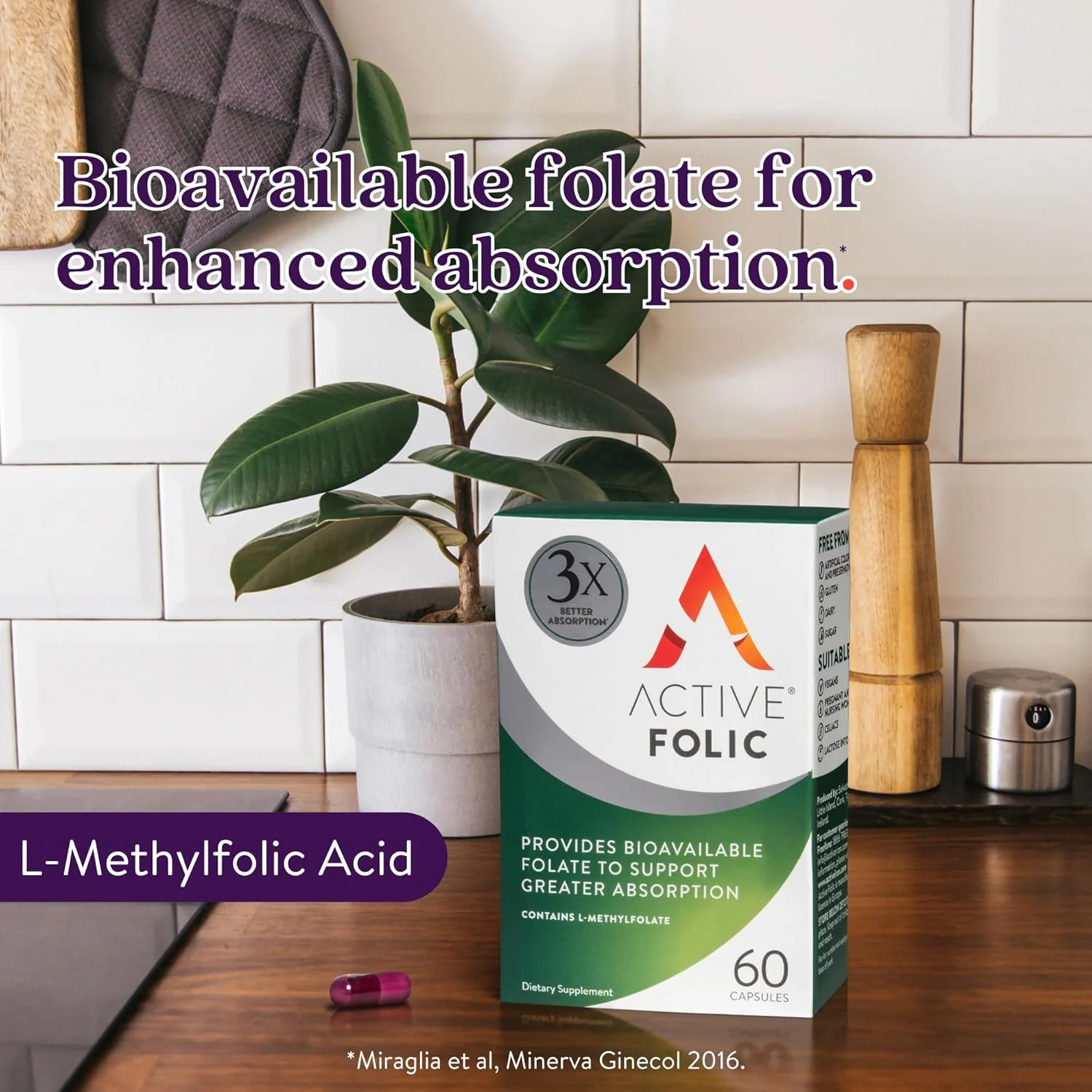 فولیک اسید فعال 400 میکروگرم - مکمل ال-متیل فولات - جذب بسیار بالا، وگان - پشتیبانی از دوران بارداری، انرژی، کاهش خستگی - 60 کپسول (تامین 2 ماهه) فولیک اسید فعال 400 میکروگرم - مکمل ال-متیل فولات - جذب بسیار بالا، وگان - پشتیبانی از دوران بارداری، انرژی، کاهش خستگی - 60 کپسول (تامین 2 ماهه)