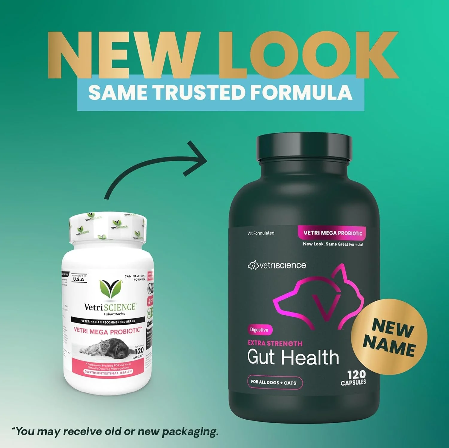 VetriScience Vetri Mega Probiotics برای سگ و گربه، 7.5 میلیارد CFU – پروبیوتیک 8 سویه برای سلامت دستگاه گوارش، سلامت روده، پشتیبانی از سیستم ایمنی و آلرژی های فصلی – 120 کپسول