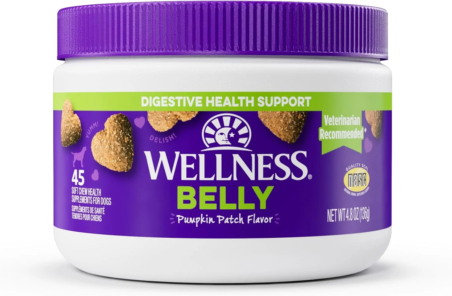 مکمل های جویدنی نرم با طعم کدو تنبل برای سلامت دستگاه گوارش سگ ها، 45 عدد