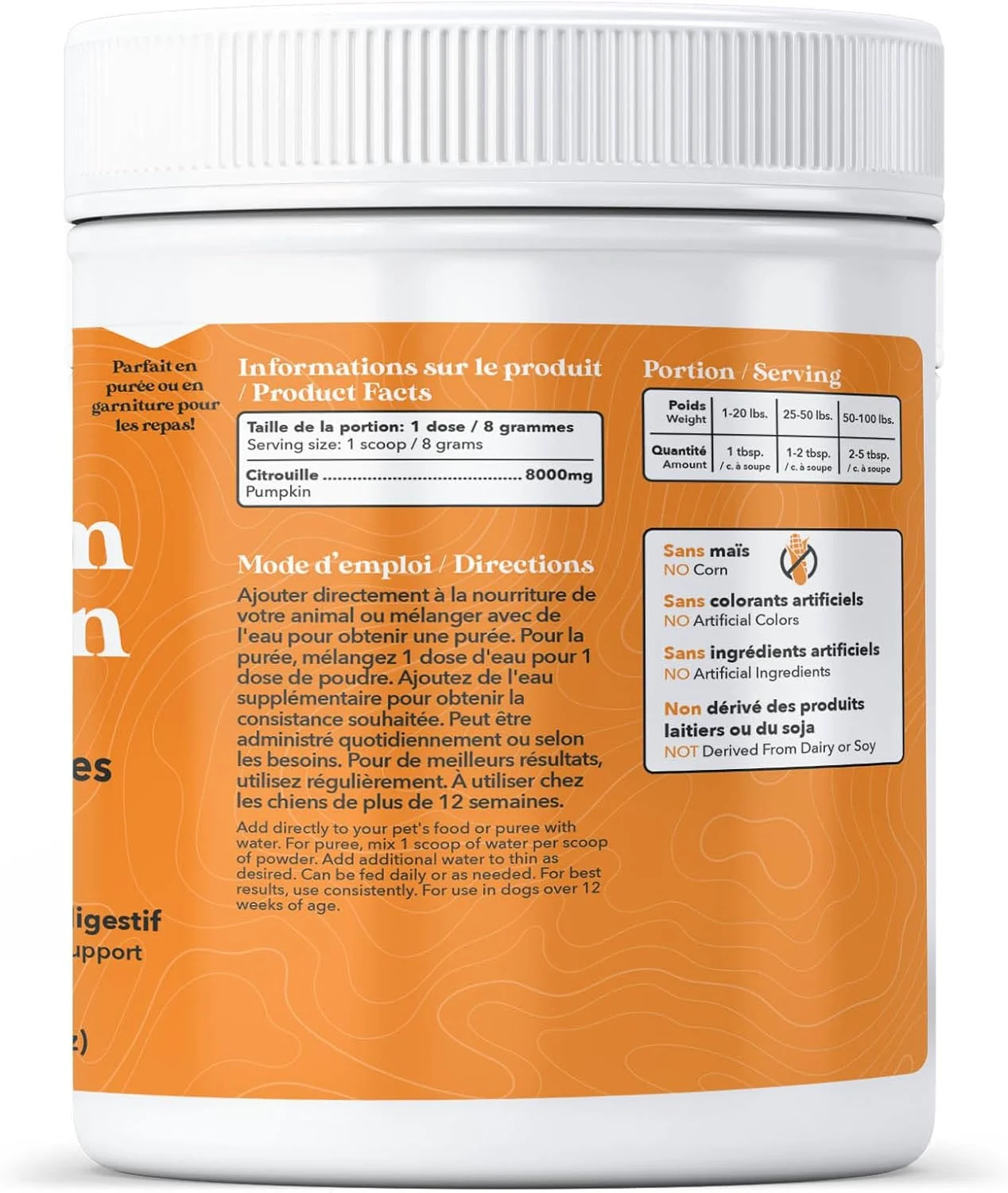 پودر کدو تنبل Wild Acre برای سگ ها - خداحافظی با اسهال و مشکلات گوارشی! - پوره خوشمزه یا مکمل غذایی - مکمل فیبر برای سگ ها با پری بیوتیک، 450 گرم