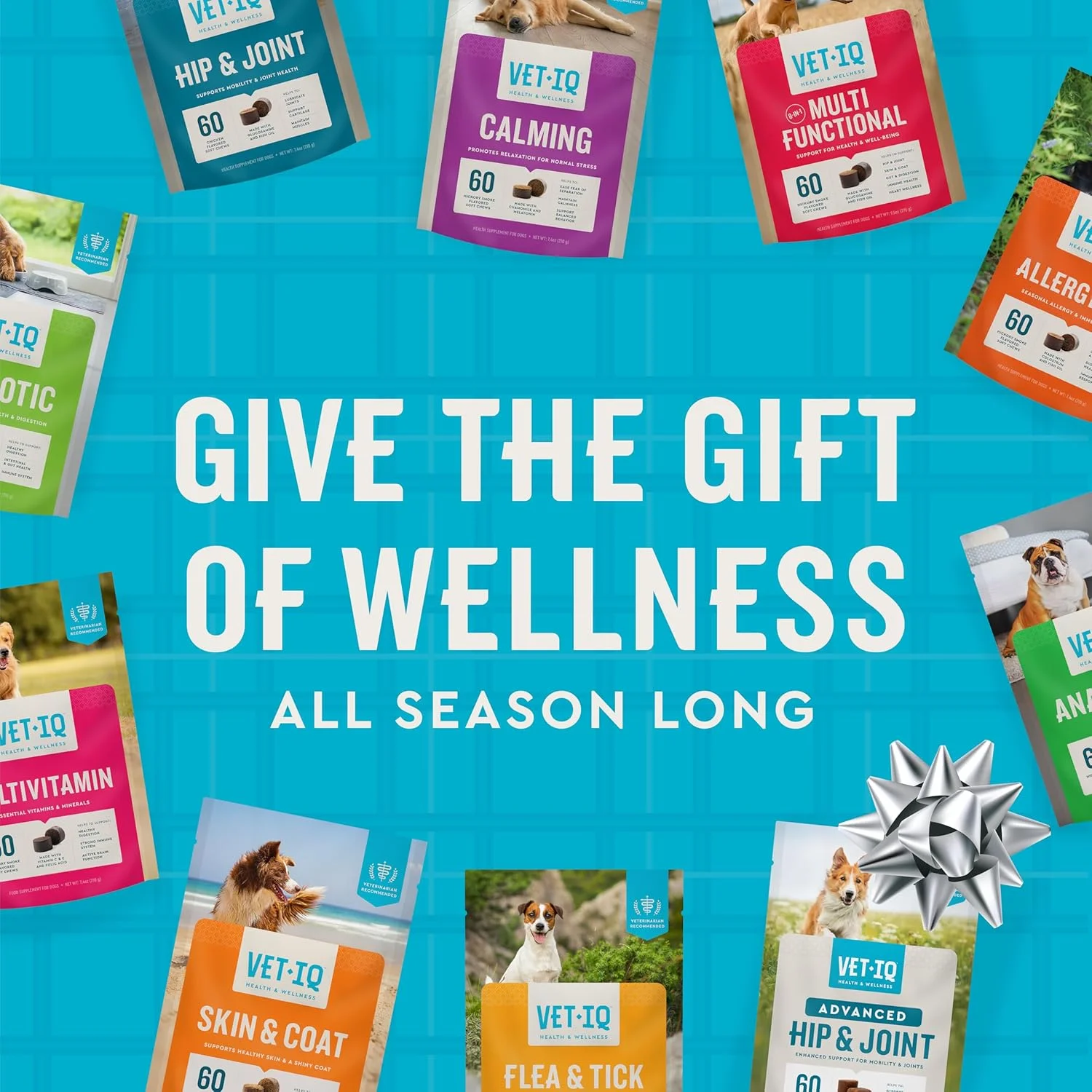 مکمل پروبیوتیک VetIQ برای سگ ها، پشتیبانی از هضم برای سگ ها، تغذیه باکتری های روده و حمایت از عملکرد روده، طعم دود چوب گردو، ساخت ایالات متحده آمریکا، 60 عدد