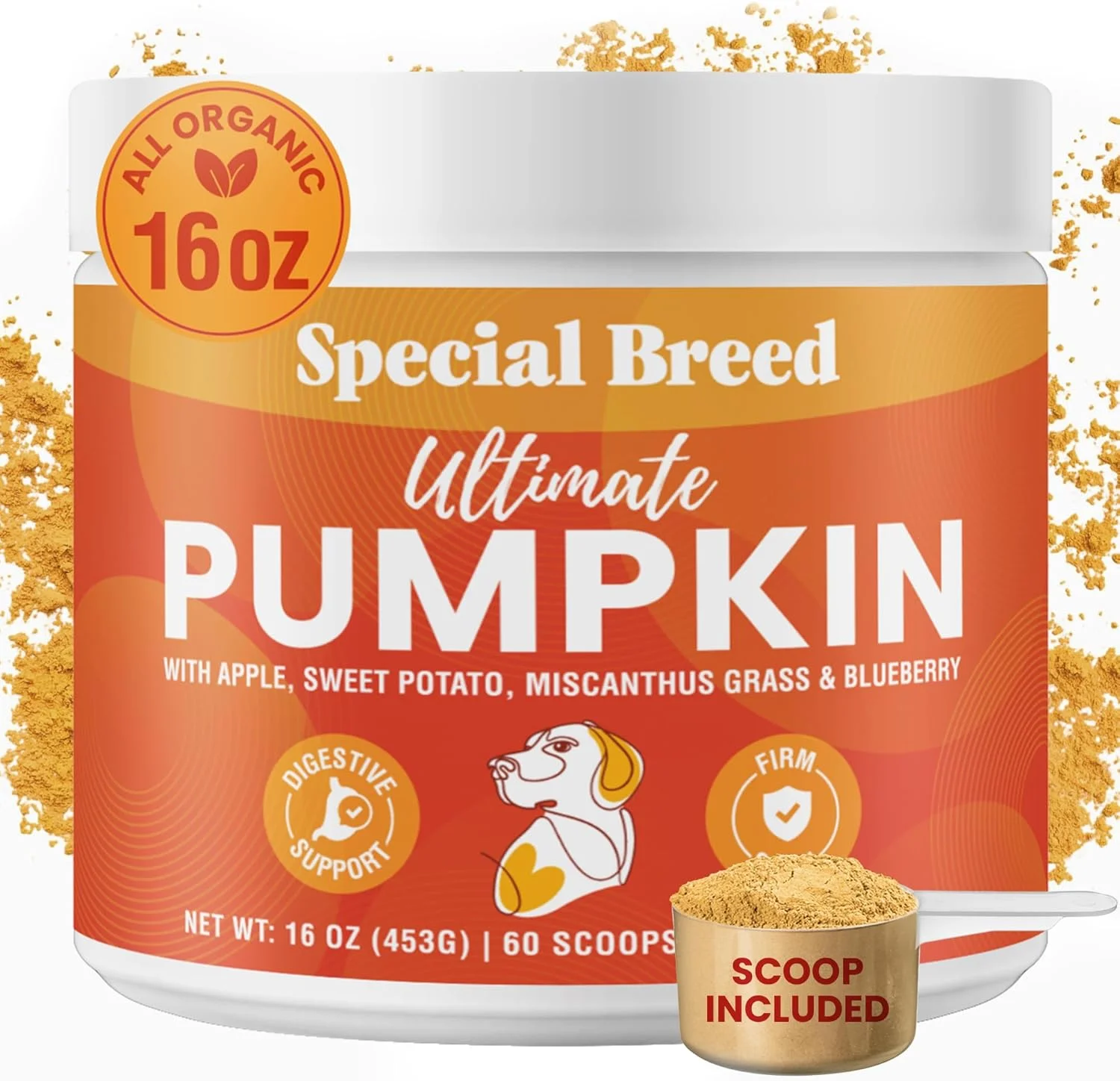 پودر کدو تنبل ارگانیک نژاد ویژه برای سگ ها، 450 گرم