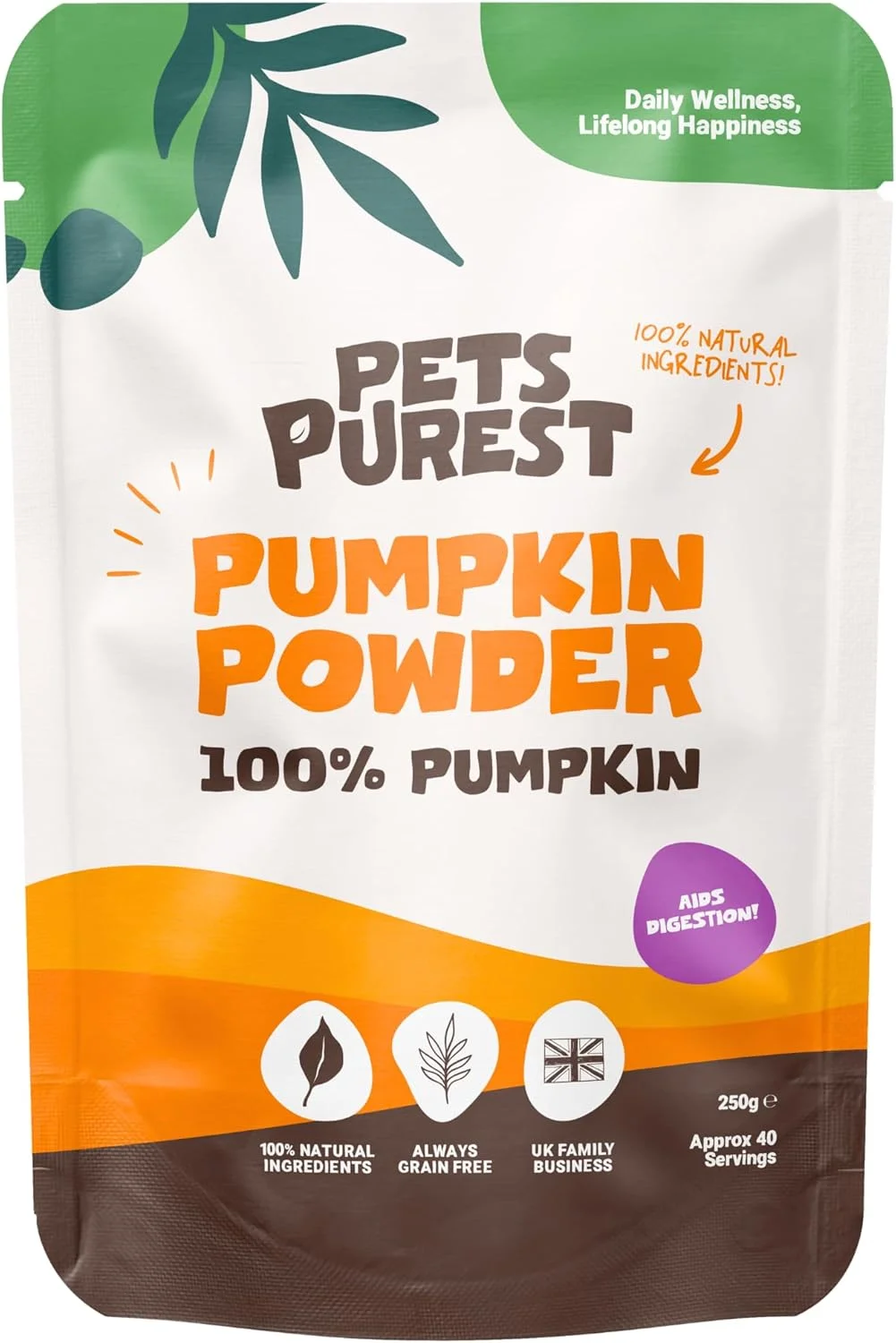 پودر کدو تنبل خالص پتس پیورست برای سگ ها - 250 گرم پودر کدو تنبل 100% خالص، مکمل غذای سگ، سرشار از پری بیوتیک ها و فیبر طبیعی برای سلامت روده و مدفوع سالم سگ ها