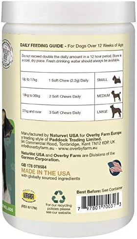 جویدنی های نرم ضد نفخ سگ های مزرعه اووربای، 60 عددی، 132 گرم جویدنی های نرم ضد نفخ سگ های مزرعه اووربای، 60 عددی، 132 گرم
