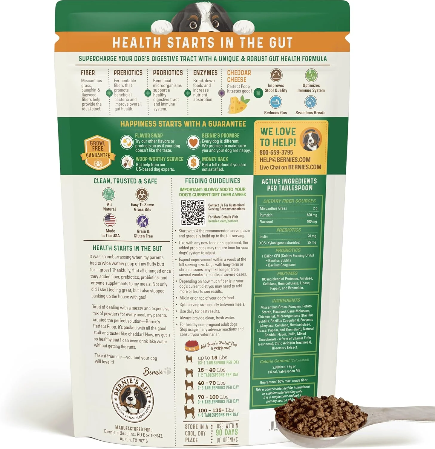 مکمل گوارش و سلامت عمومی سگ ها: فیبر، پری بیوتیک ها، پروبیوتیک ها و آنزیم ها به بهبود شرایط گوارشی، بهینه سازی مدفوع و بهبود سلامت کمک می کنند (طعم پنیر چدار، 362 گرم)