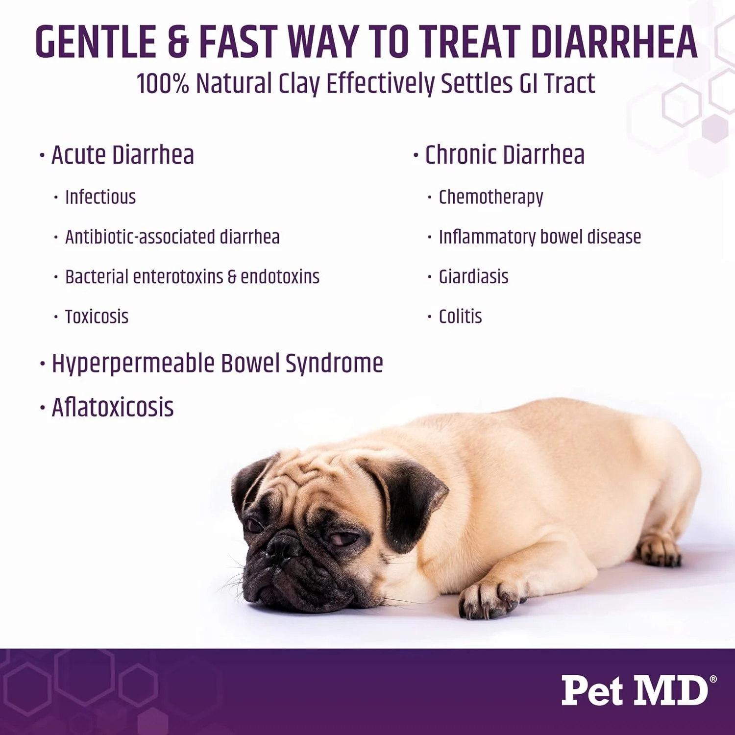 پودر خاک رس ضد اسهال سگ و گربه پت ام دی - درمان ضد اسهال برای تسکین ناراحتی معده، بهبود مدفوع طبیعی - 100 گرم