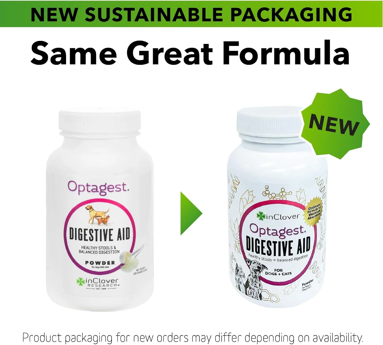 پودر مکمل طبیعی کمک کننده به هضم Optagest InClover، پری بیوتیک های ارگانیک و آنزیم ها برای سگ ها و گربه ها - تقویت مدفوع سالم، کاهش گاز، جذب بهینه مواد مغذی، تعادل روده، 99 گرم