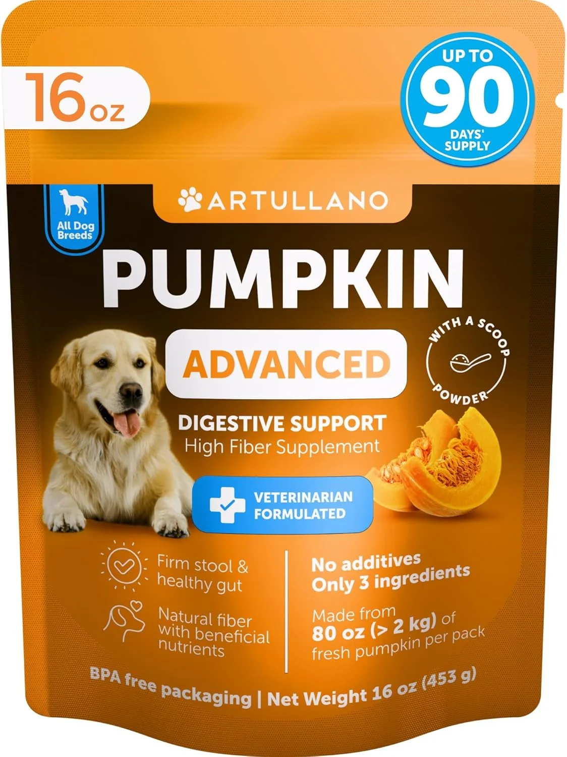 پودر کدو تنبل آرتولانو برای سگ ها، کمک به هضم - 450 گرم پودر کدو تنبل آرتولانو برای سگ ها، کمک به هضم - 450 گرم