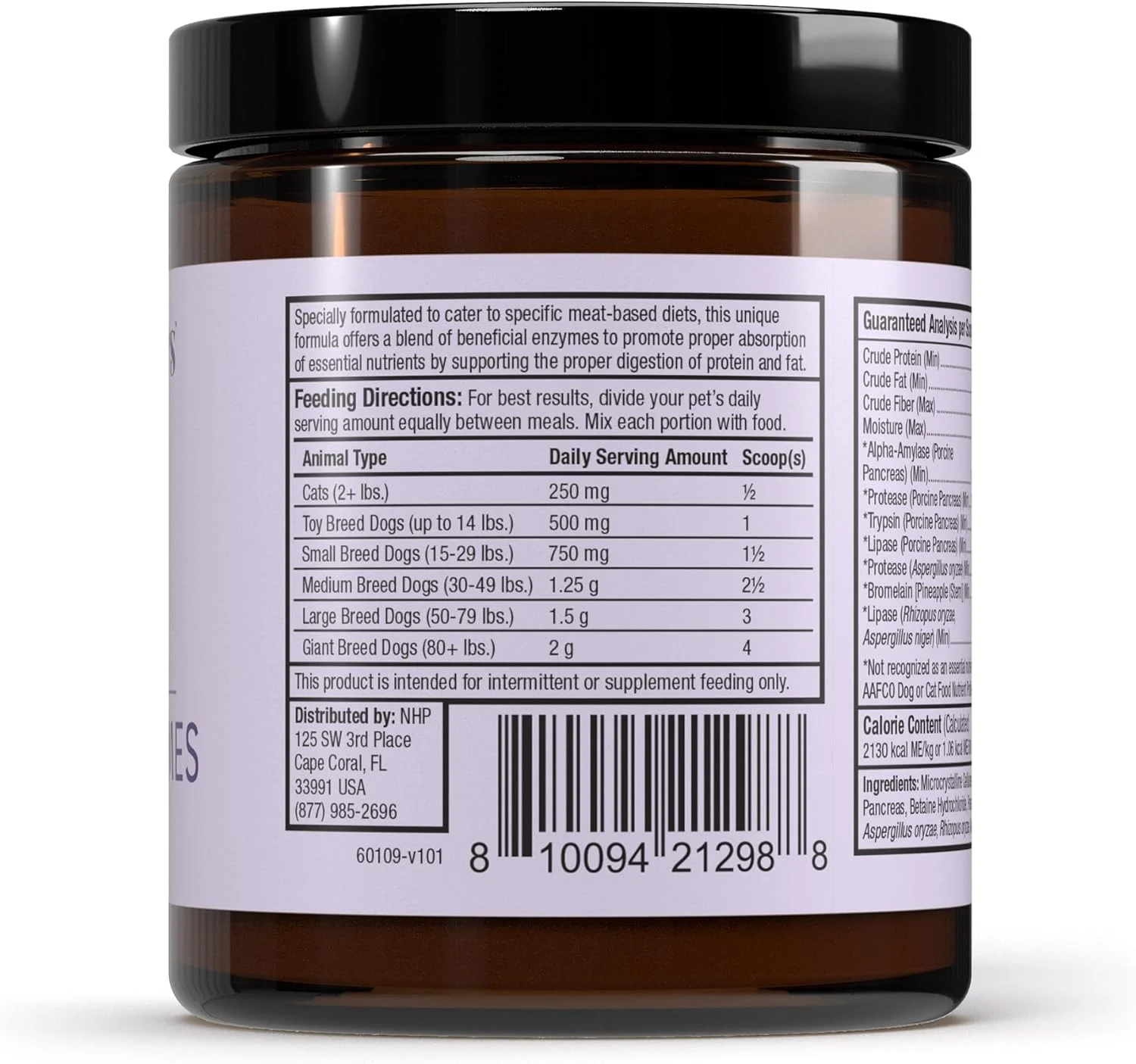 آنزیم های گوارشی Bark & Whiskers رژیم غذایی مبتنی بر گوشت برای سگ ها و گربه ها، 75 گرم، 150 پیمانه، تقویت تجزیه پروتئین و چربی، فرموله شده توسط دامپزشک، دکتر مرکولا