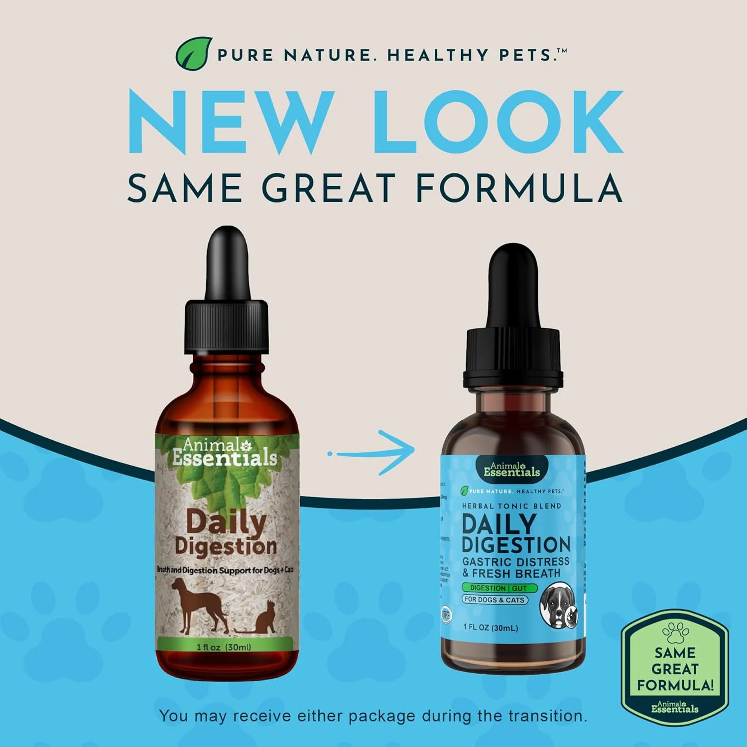 اسانس حیوانی برای تنفس تازه و پشتیبانی از هضم روزانه سگ و گربه، 2 اونس مایع - ساخت آمریکا، زنجبیل و نعناع ارگانیک، بدون الکل