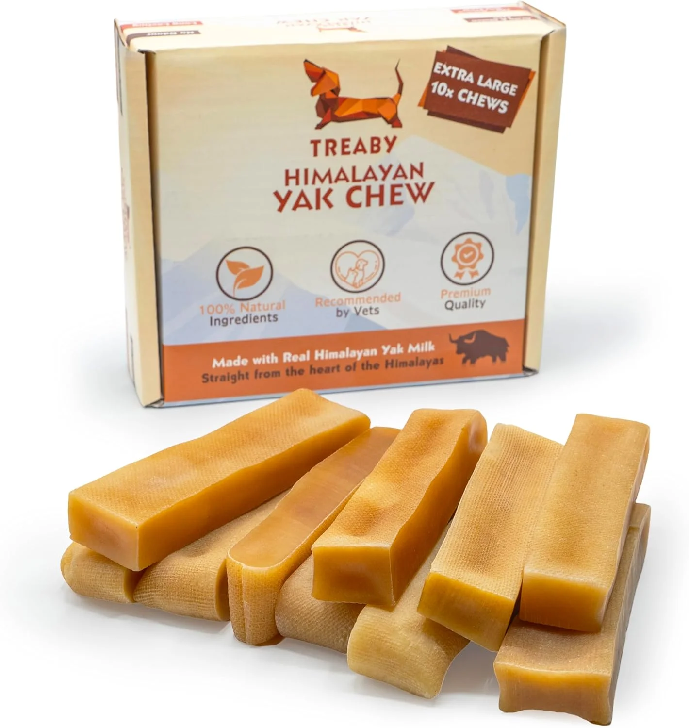 جویدنی شیر یاک هیمالیا برای سگ ها و توله سگ ها، بسته 10 عددی کوچک - چوب دندانی شیر یاک - تشویقی طبیعی و سالم برای دندان ها و استخوان های سگ، جویدنی های ماندگار