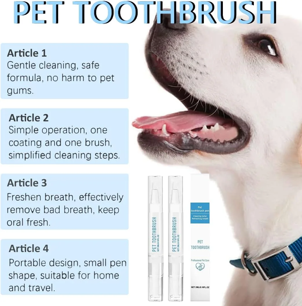قلم مسواک برای سگ ها، قلم مسواک حیوانات خانگی، قلم تمیز کننده مسواک برای حیوانات خانگی، از بین برنده جرم دندان برای حیوانات خانگی برای بهبود بوی بد دهان و مبارزه با جرم دندان، بسته 2 عددی