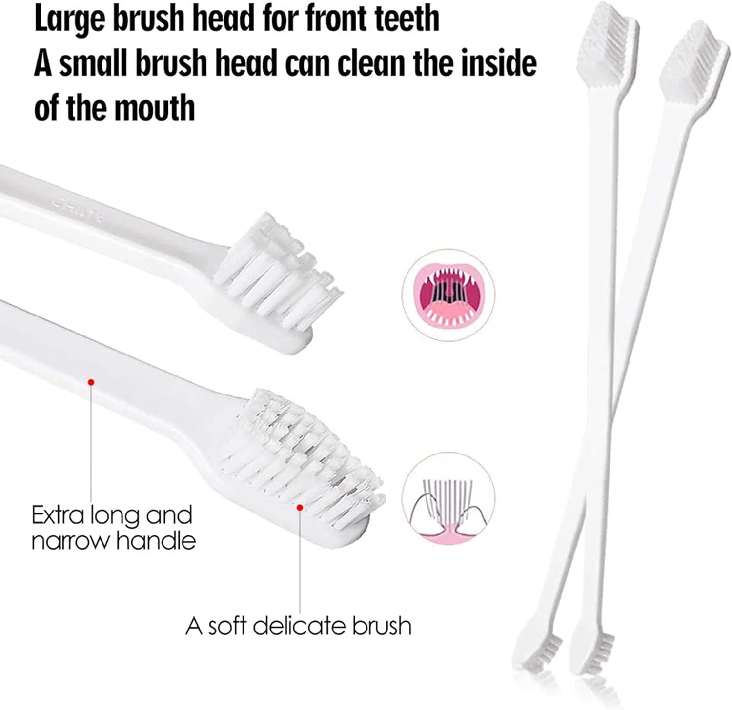 ۳ عدد مسواک دو طرفه برای بهداشت دهان و دندان سگ و گربه، ابزار نظافت حیوانات خانگی