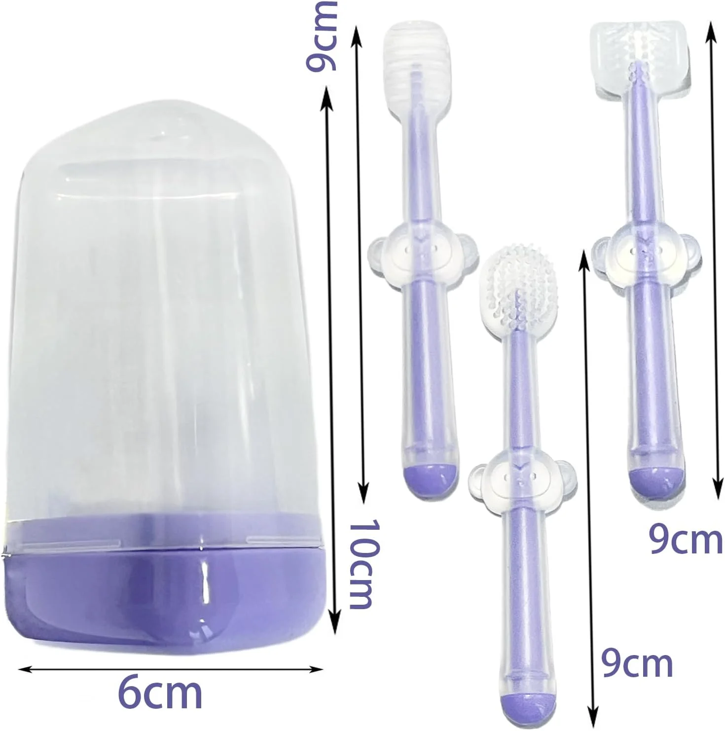 مسواک گربه، ست مسواک سگ، ست 3 عددی، بنفش، ست تمیز کننده چند زاویه دندان، مناسب برای حیوانات خانگی کوچک تا متوسط، برای مراقبت راحت از دندان
