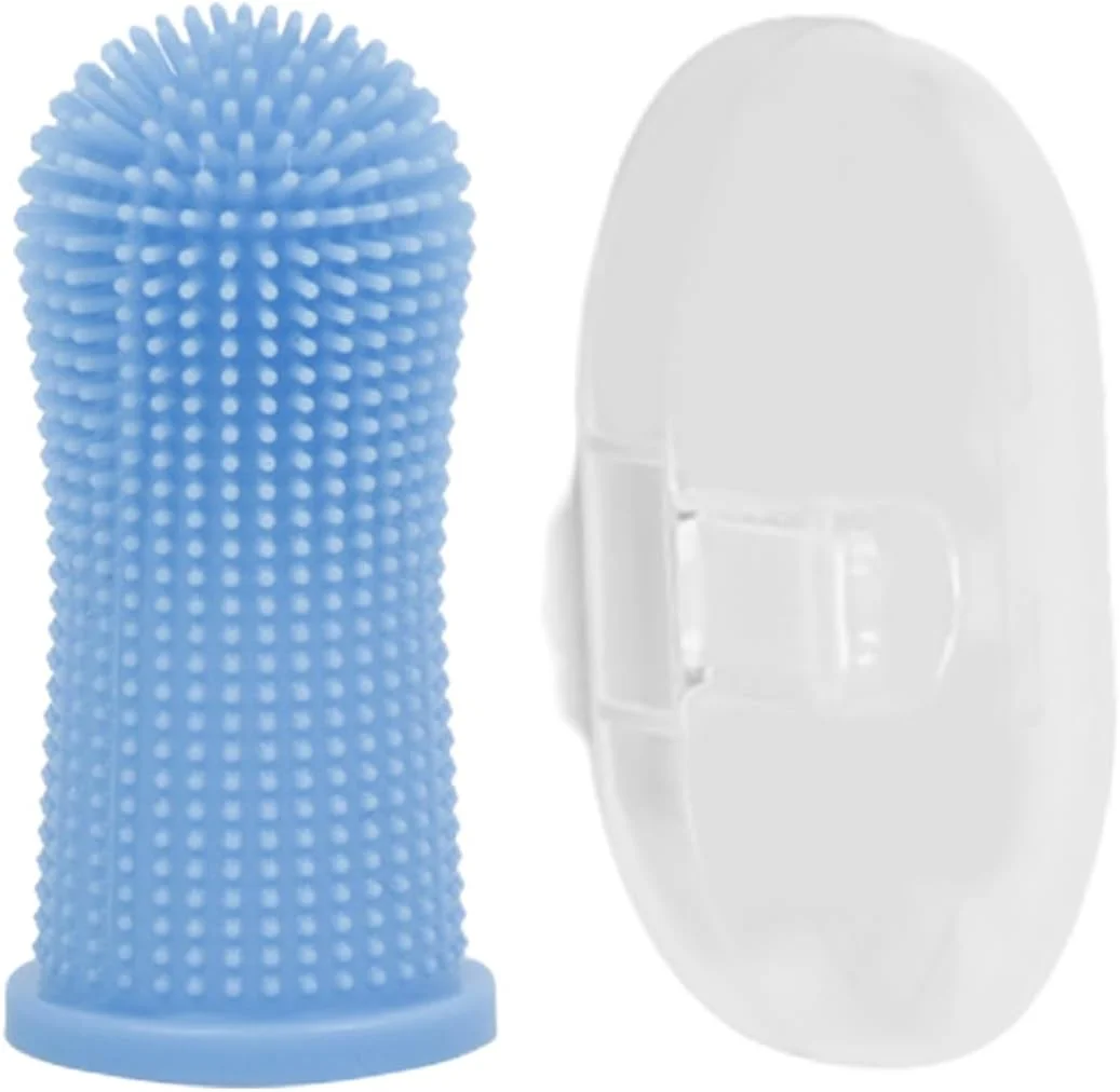 مسواک انگشتی حیوانات خانگی، جنس سیلیکون، لوازم بهداشتی سگ، آبی